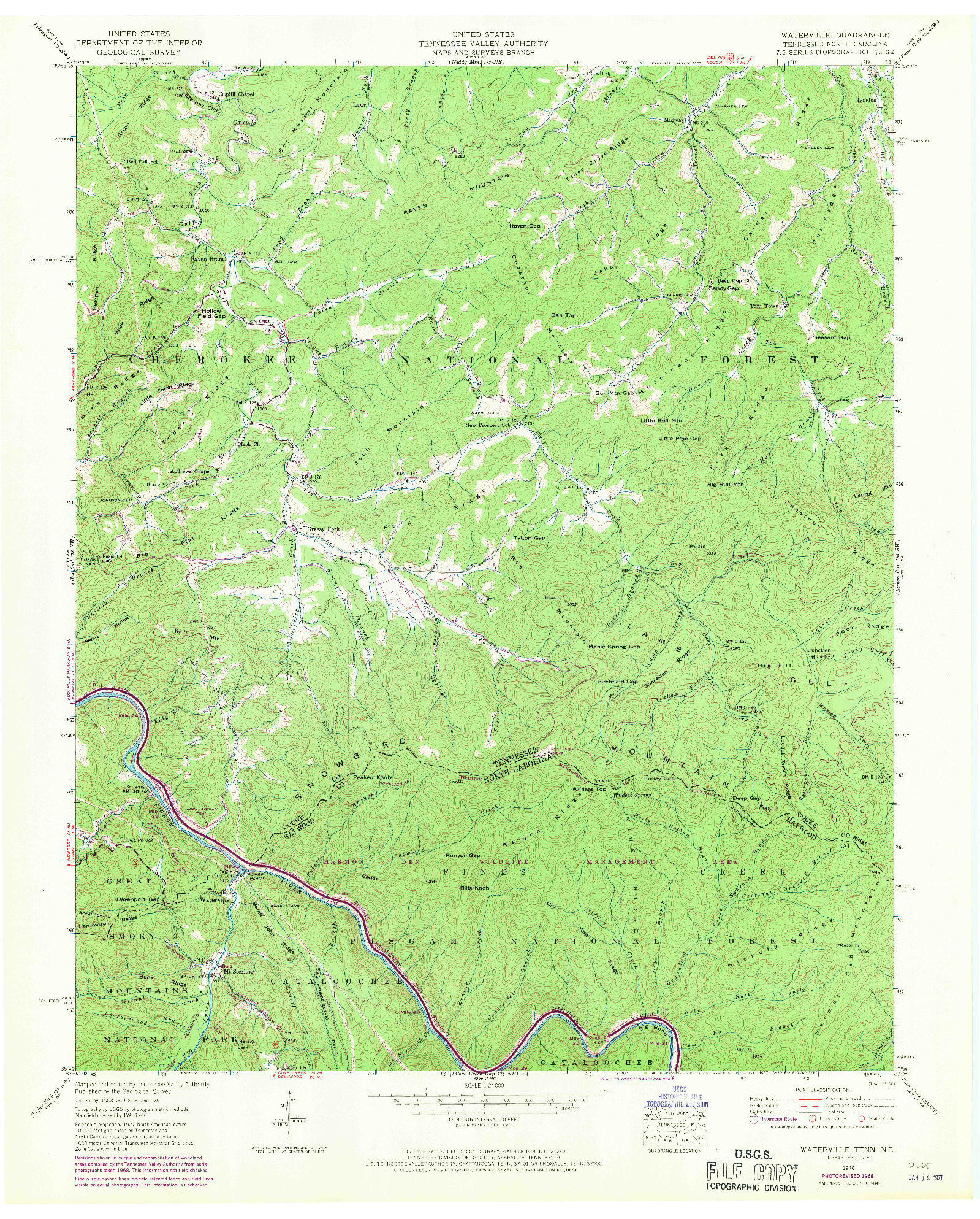 USGS 1:24000-SCALE QUADRANGLE FOR WATERVILLE, TN 1940