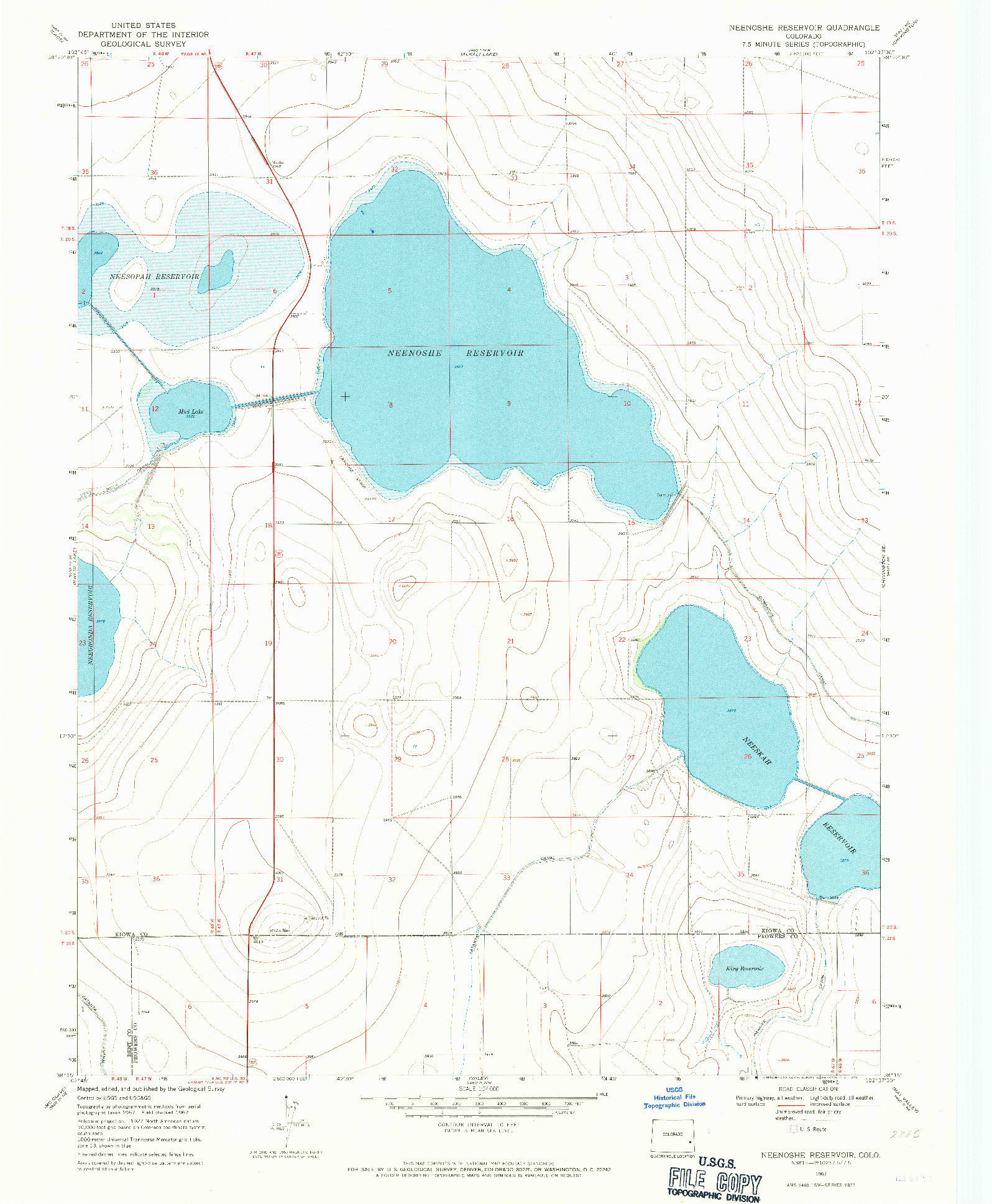 USGS 1:24000-SCALE QUADRANGLE FOR NEENOSHE RESERVOIR, CO 1967