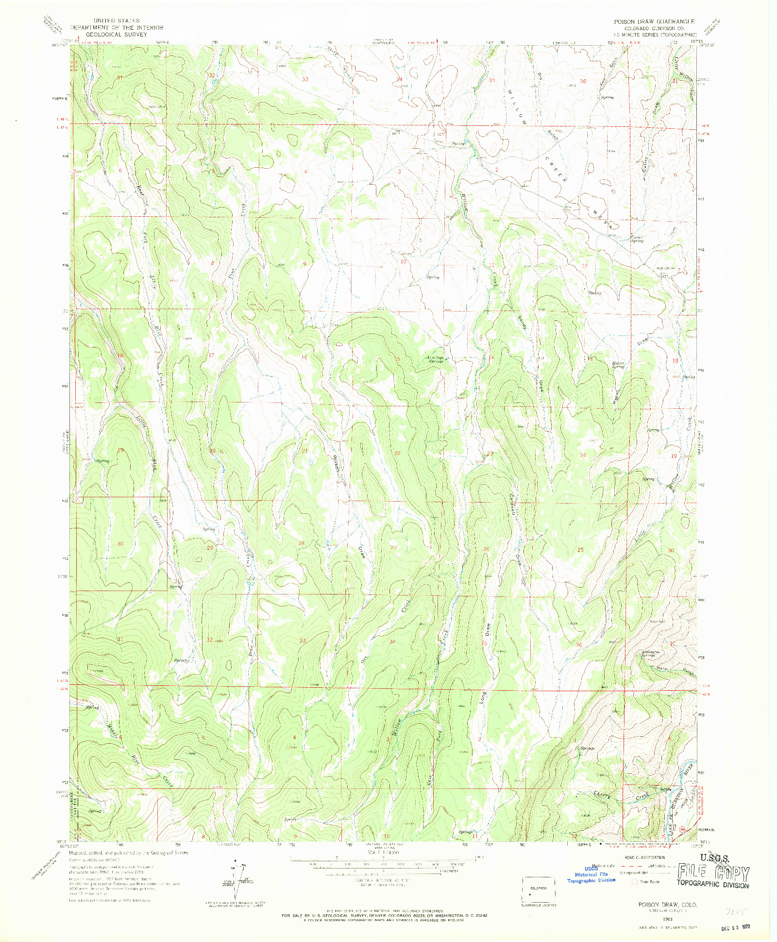 USGS 1:24000-SCALE QUADRANGLE FOR POISON DRAW, CO 1963