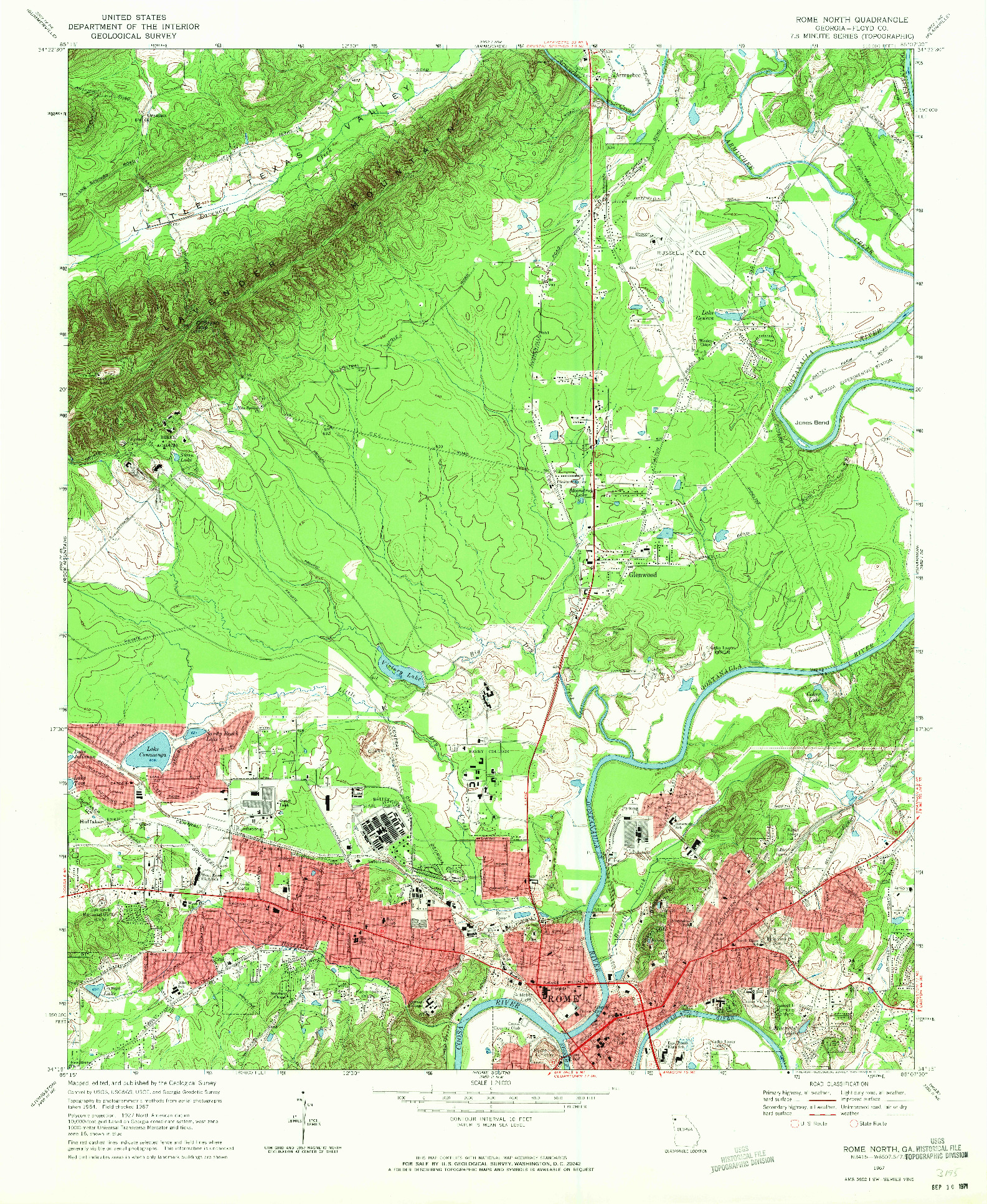 USGS 1:24000-SCALE QUADRANGLE FOR ROME NORTH, GA 1967
