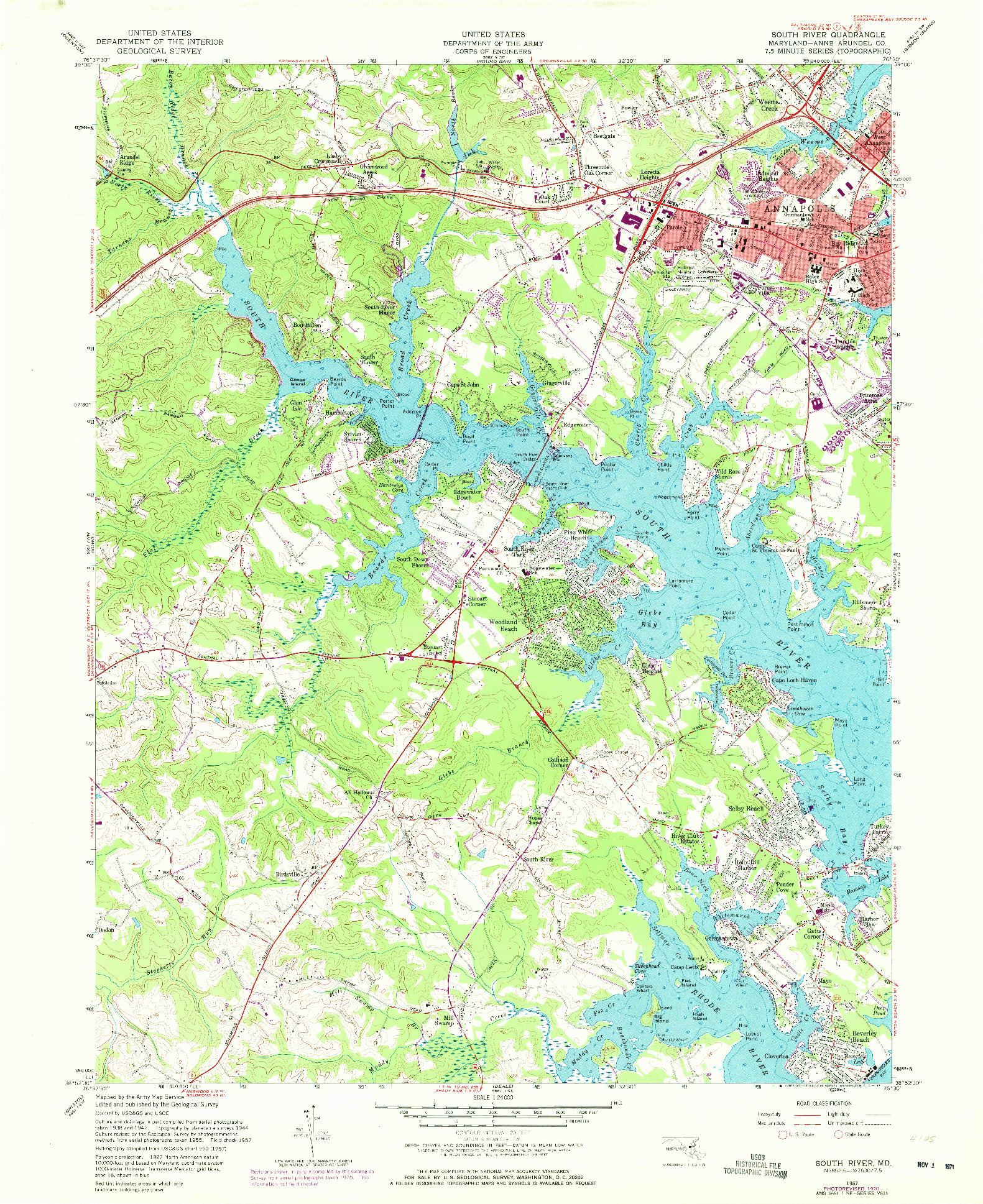 USGS 1:24000-SCALE QUADRANGLE FOR SOUTH RIVER, MD 1957