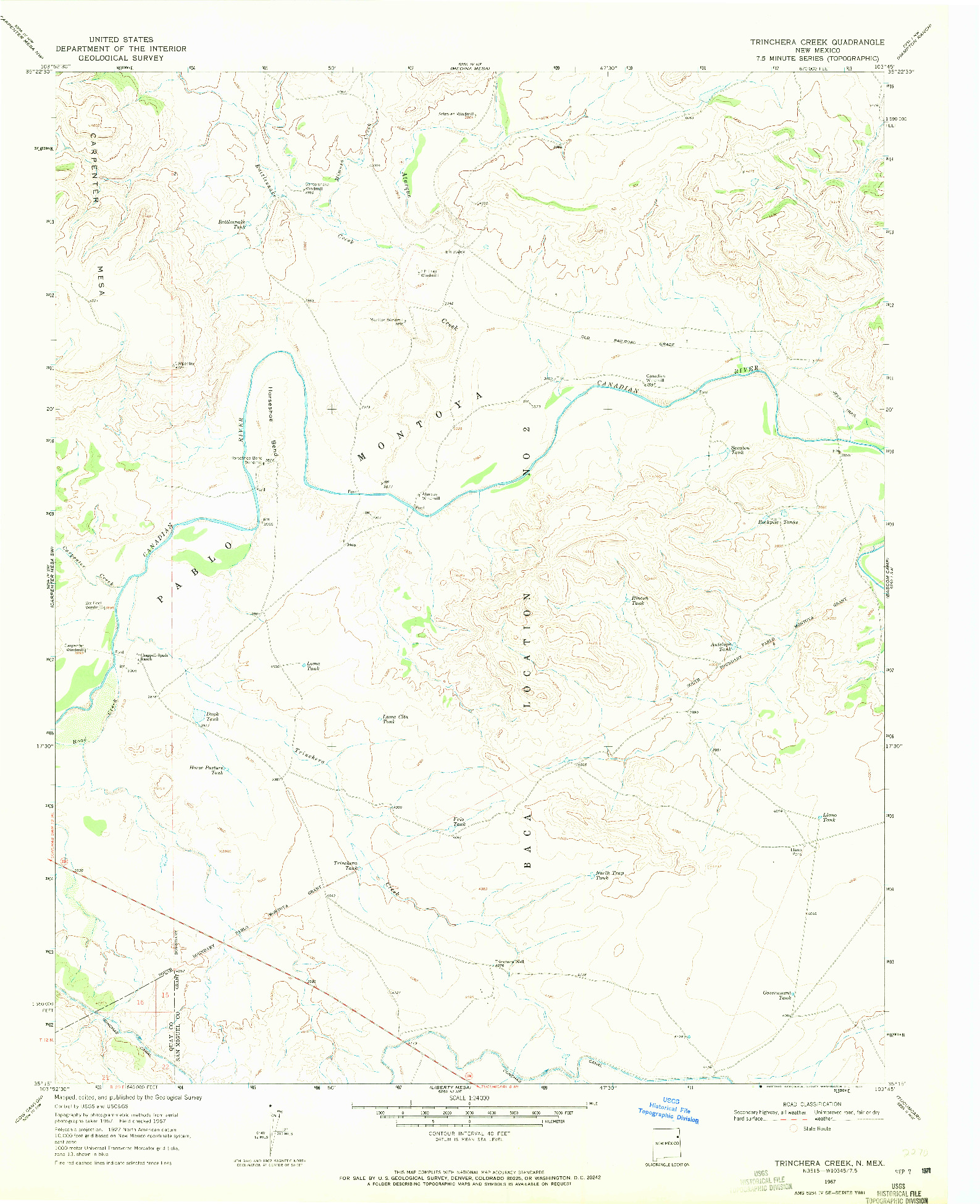 USGS 1:24000-SCALE QUADRANGLE FOR TRINCHERA CREEK, NM 1967