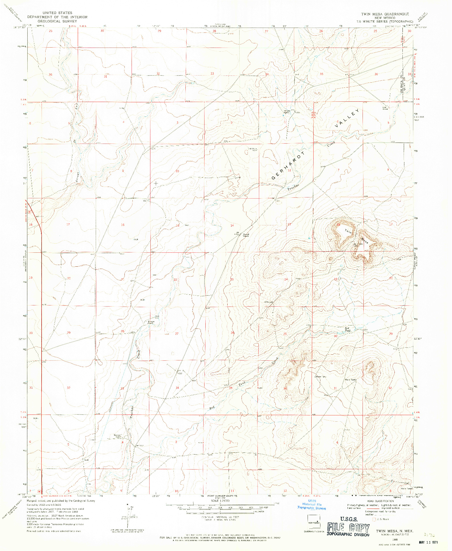 USGS 1:24000-SCALE QUADRANGLE FOR TWIN MESA, NM 1968
