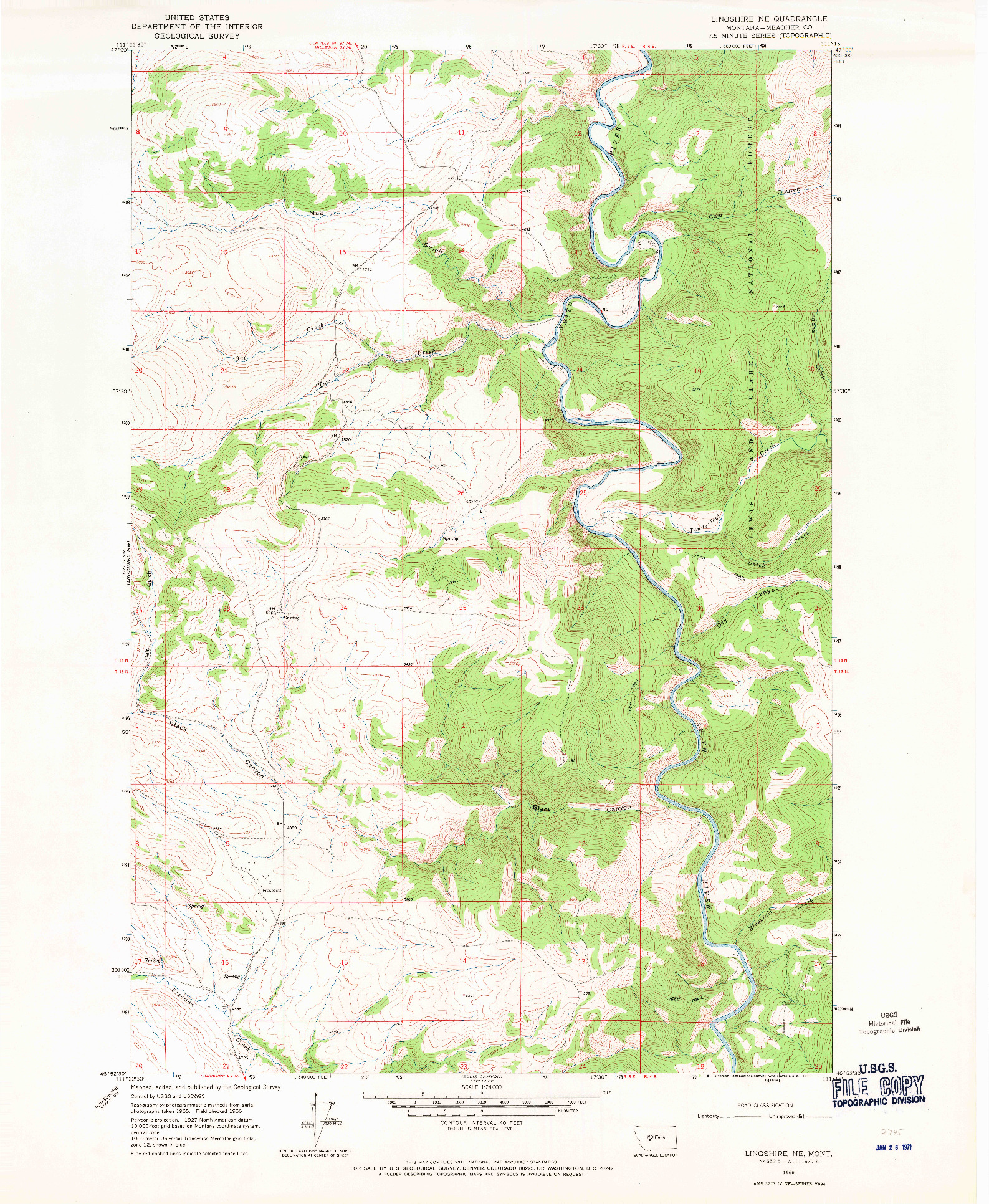 USGS 1:24000-SCALE QUADRANGLE FOR LINGSHIRE NE, MT 1966