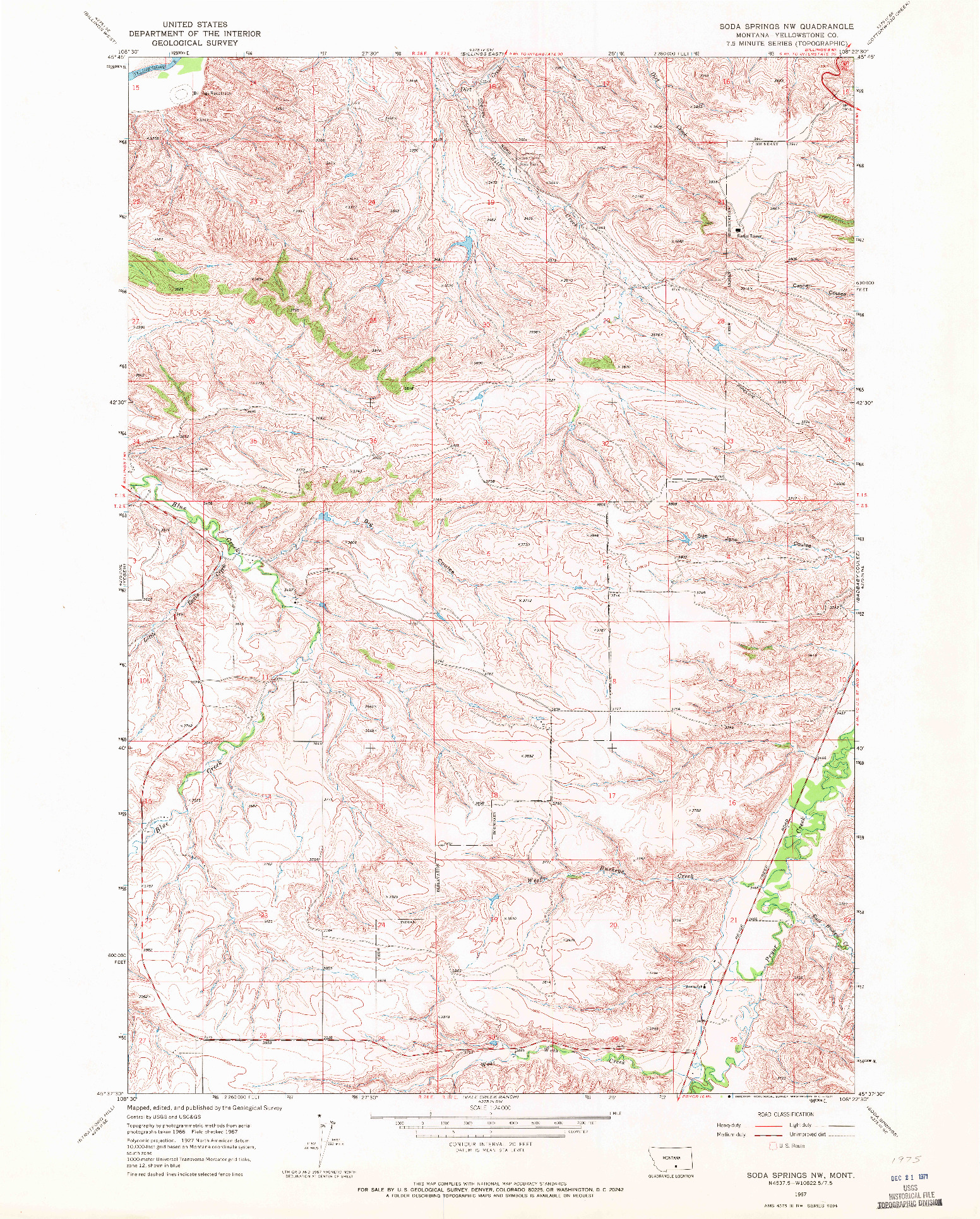 USGS 1:24000-SCALE QUADRANGLE FOR SODA SPRINGS NW, MT 1967