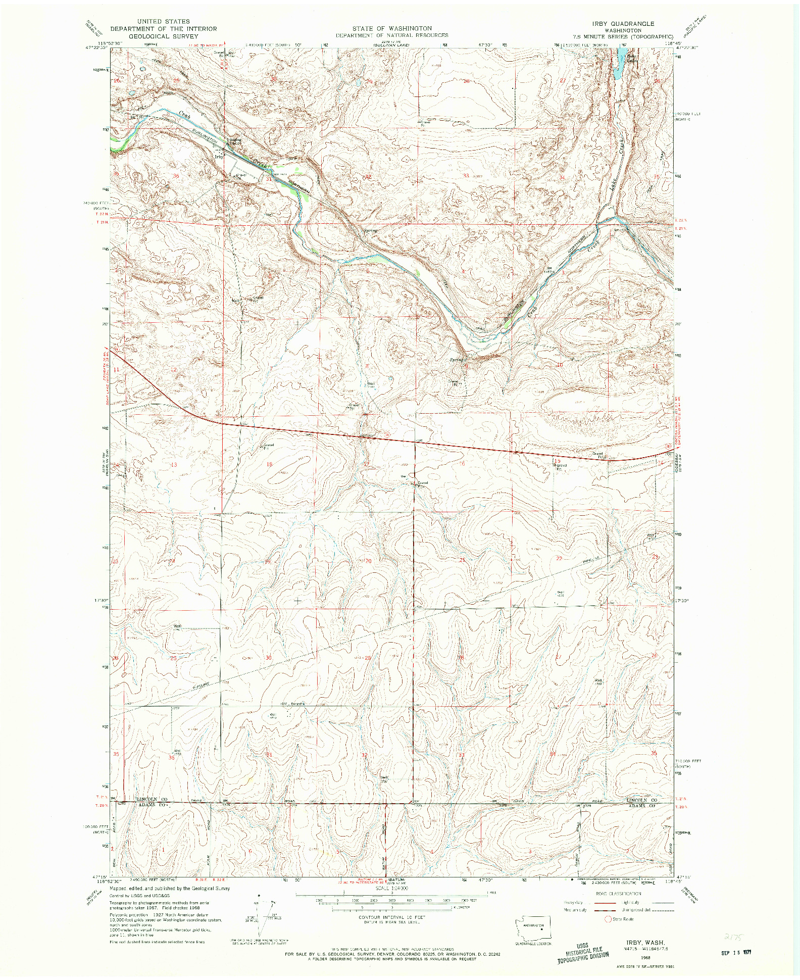 USGS 1:24000-SCALE QUADRANGLE FOR IRBY, WA 1968