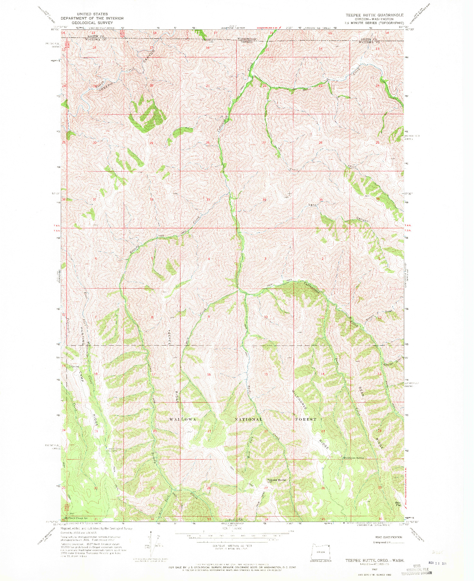 USGS 1:24000-SCALE QUADRANGLE FOR TEEPEE BUTTE, OR 1967