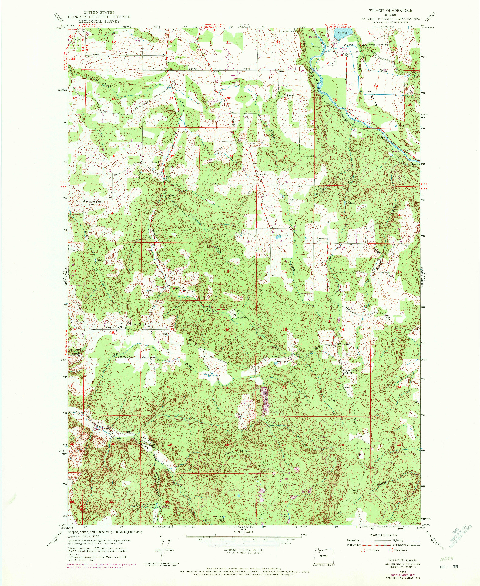 USGS 1:24000-SCALE QUADRANGLE FOR WILHOIT, OR 1955