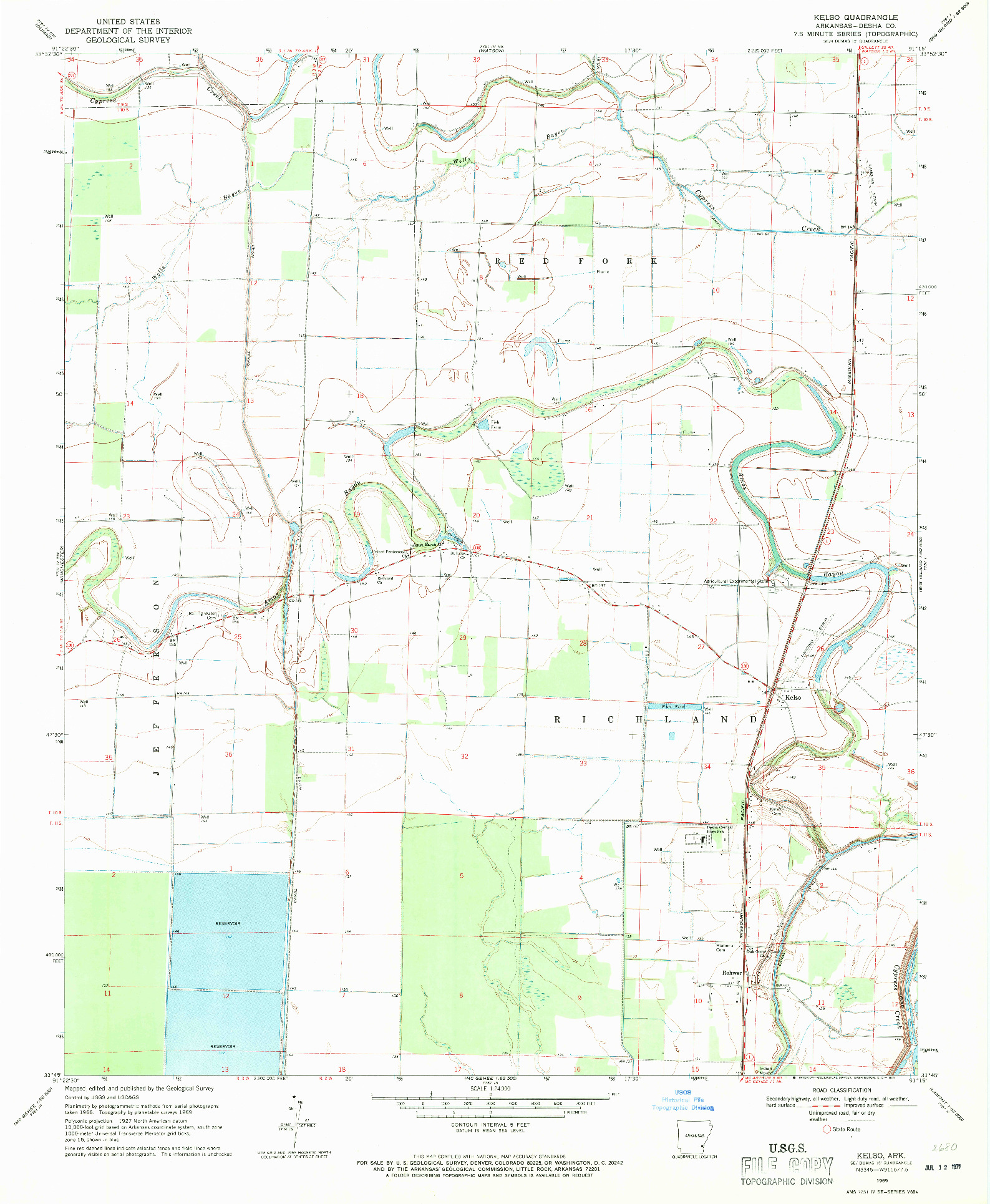 USGS 1:24000-SCALE QUADRANGLE FOR KELSO, AR 1969