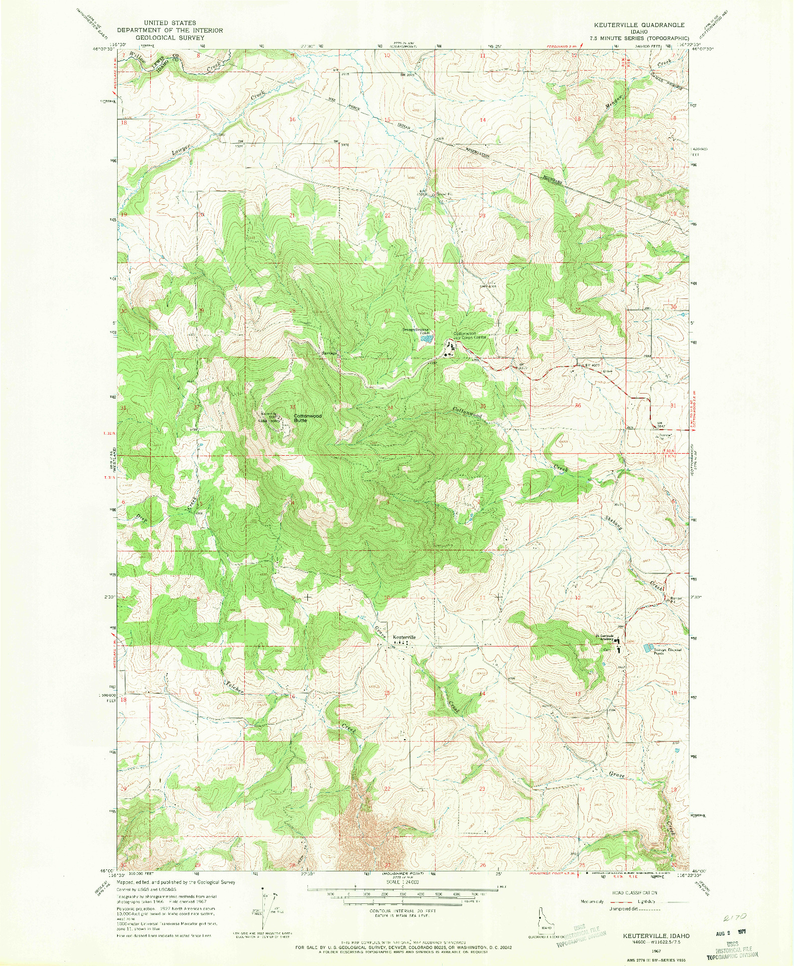 USGS 1:24000-SCALE QUADRANGLE FOR KEUTERVILLE, ID 1967
