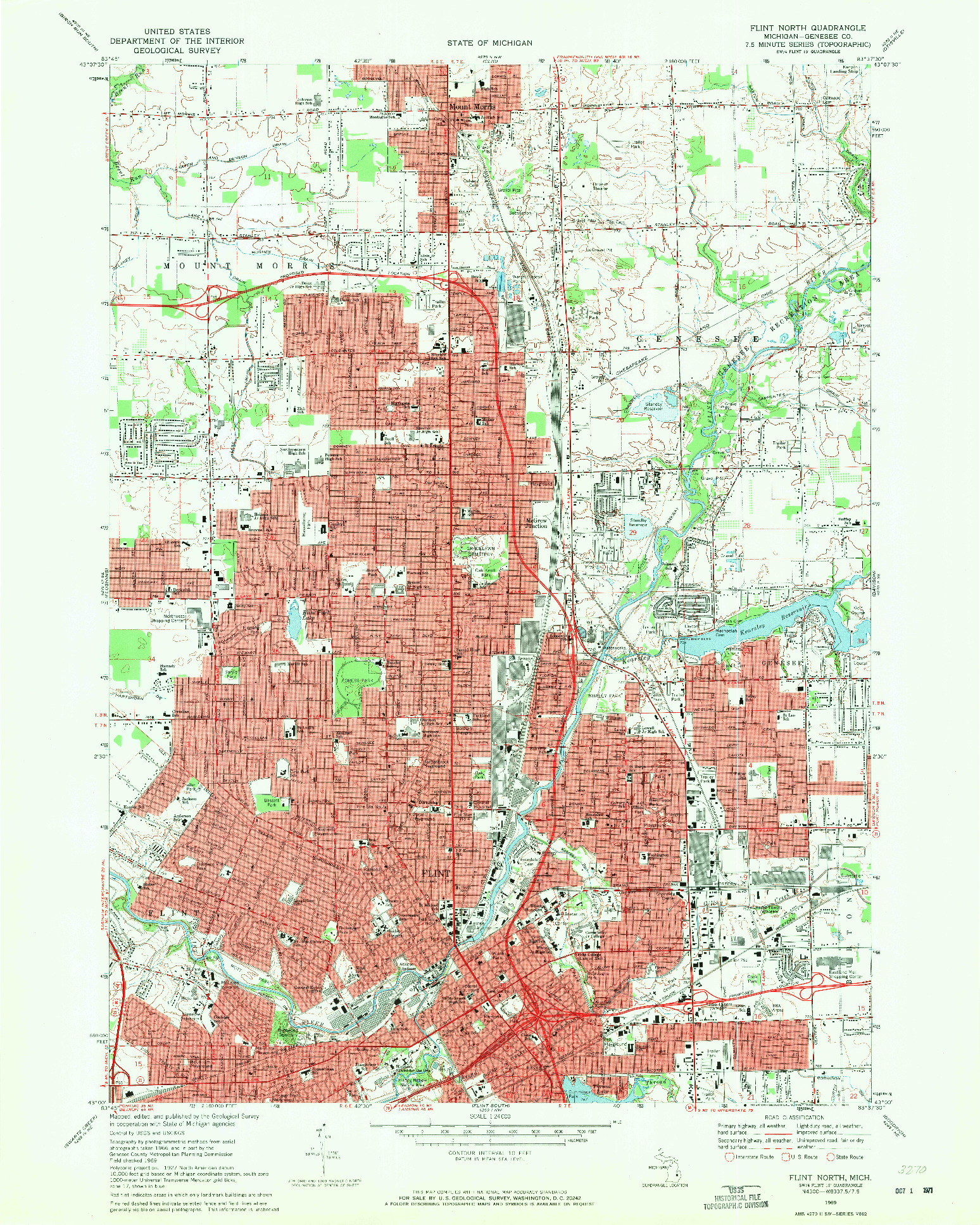 USGS 1:24000-SCALE QUADRANGLE FOR FLINT NORTH, MI 1969