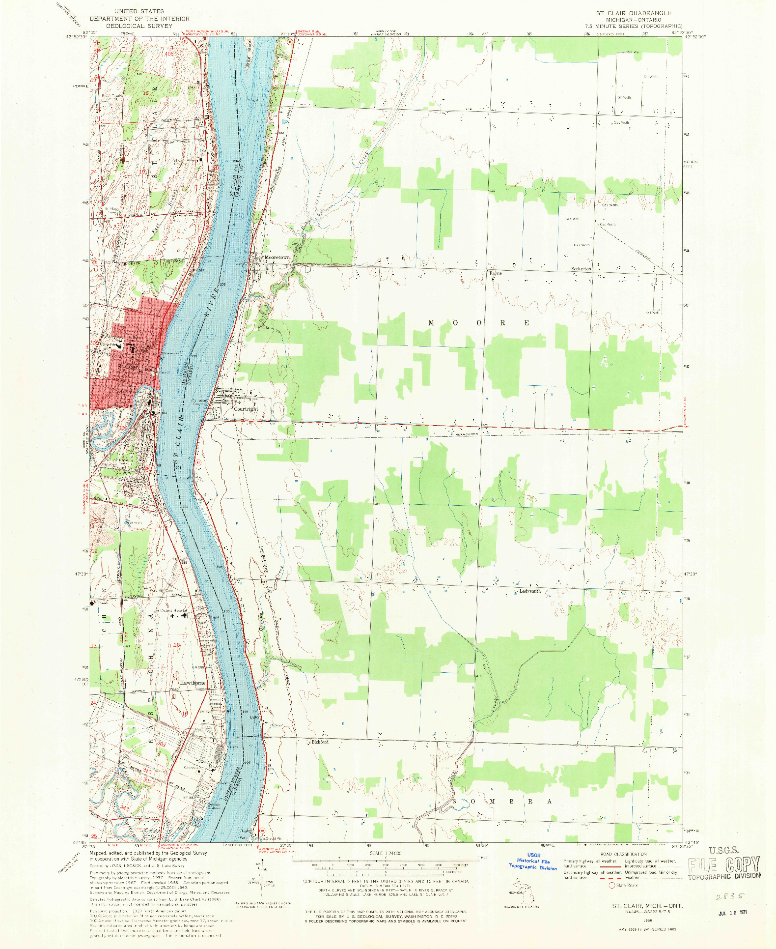 USGS 1:24000-SCALE QUADRANGLE FOR ST. CLAIR, MI 1968