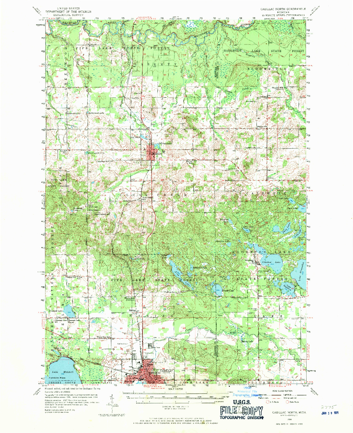 USGS 1:62500-SCALE QUADRANGLE FOR CADILLAC NORTH, MI 1956