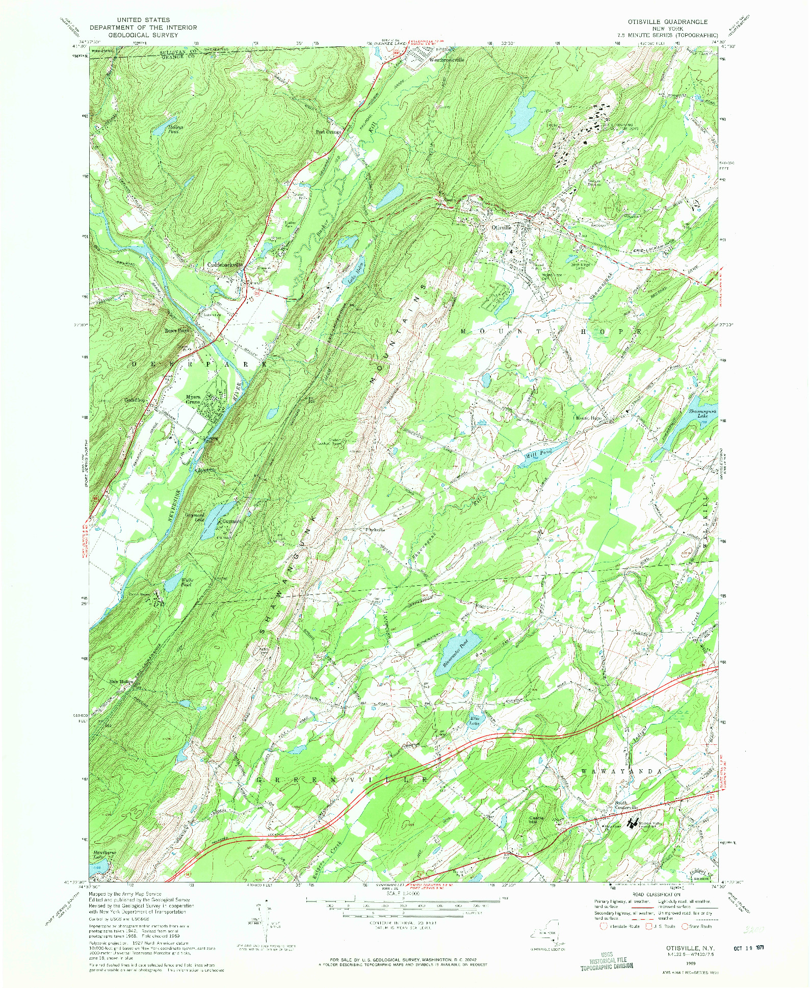 USGS 1:24000-SCALE QUADRANGLE FOR OTISVILLE, NY 1969
