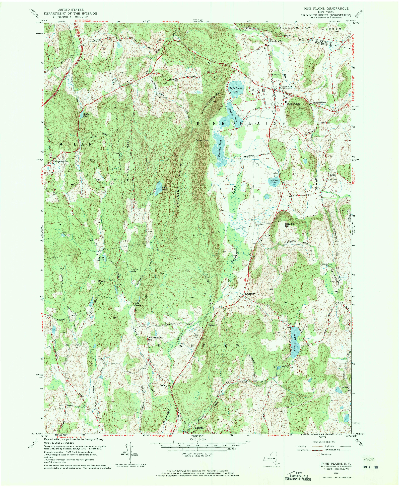 USGS 1:24000-SCALE QUADRANGLE FOR PINE PLAINS, NY 1960