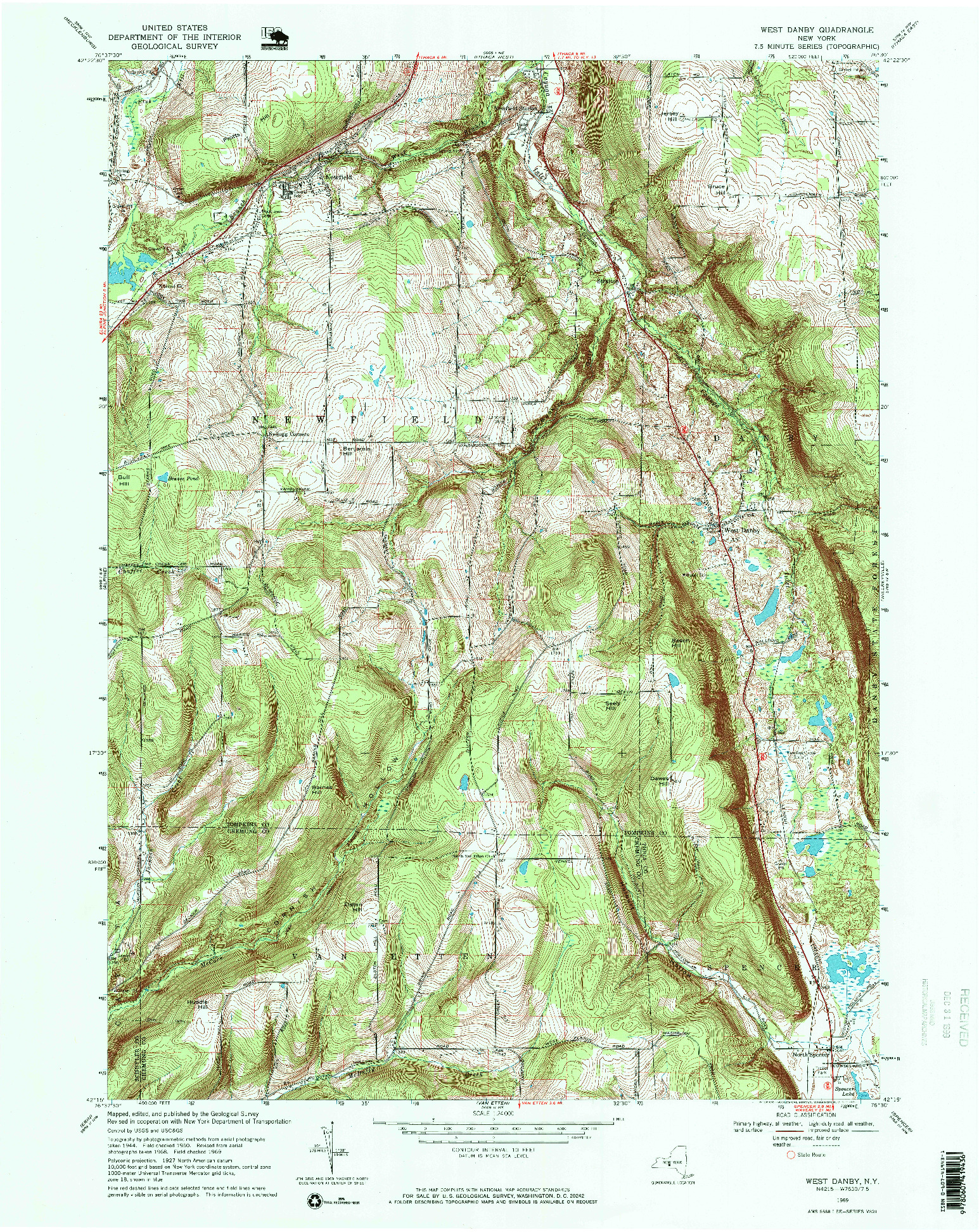 USGS 1:24000-SCALE QUADRANGLE FOR WEST DANBY, NY 1969