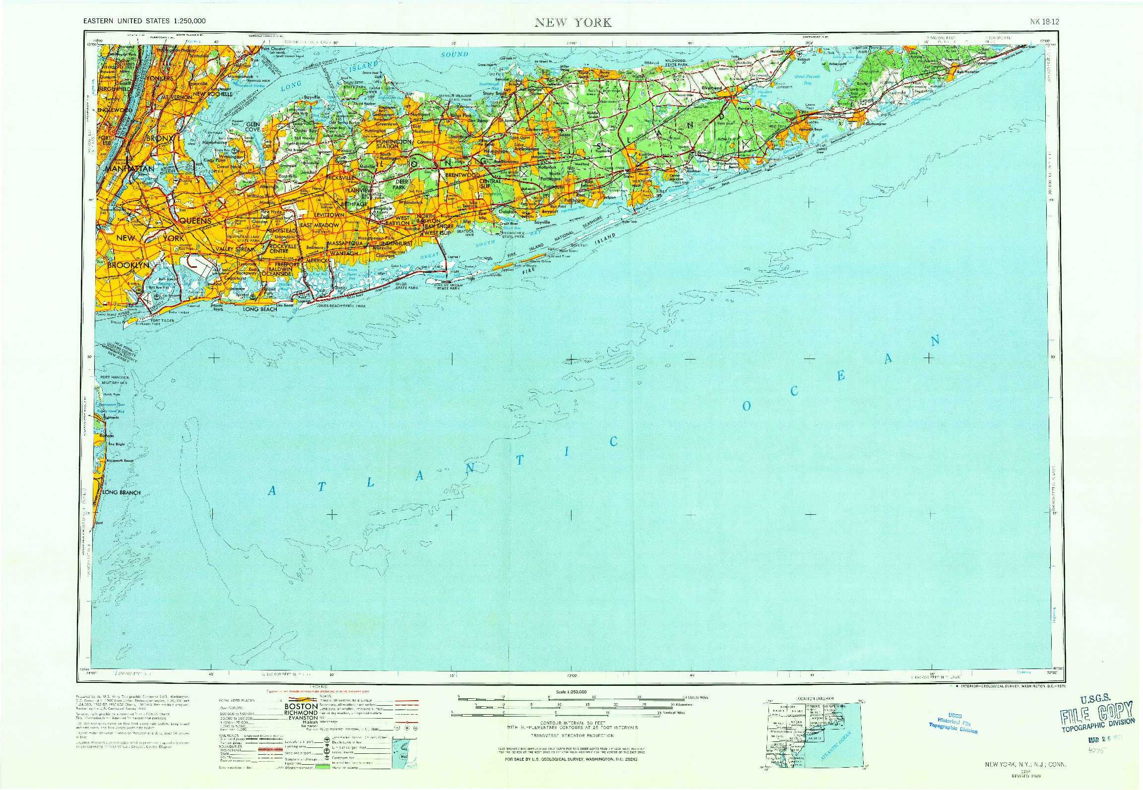 USGS 1:250000-SCALE QUADRANGLE FOR NEW YORK, NY 1954