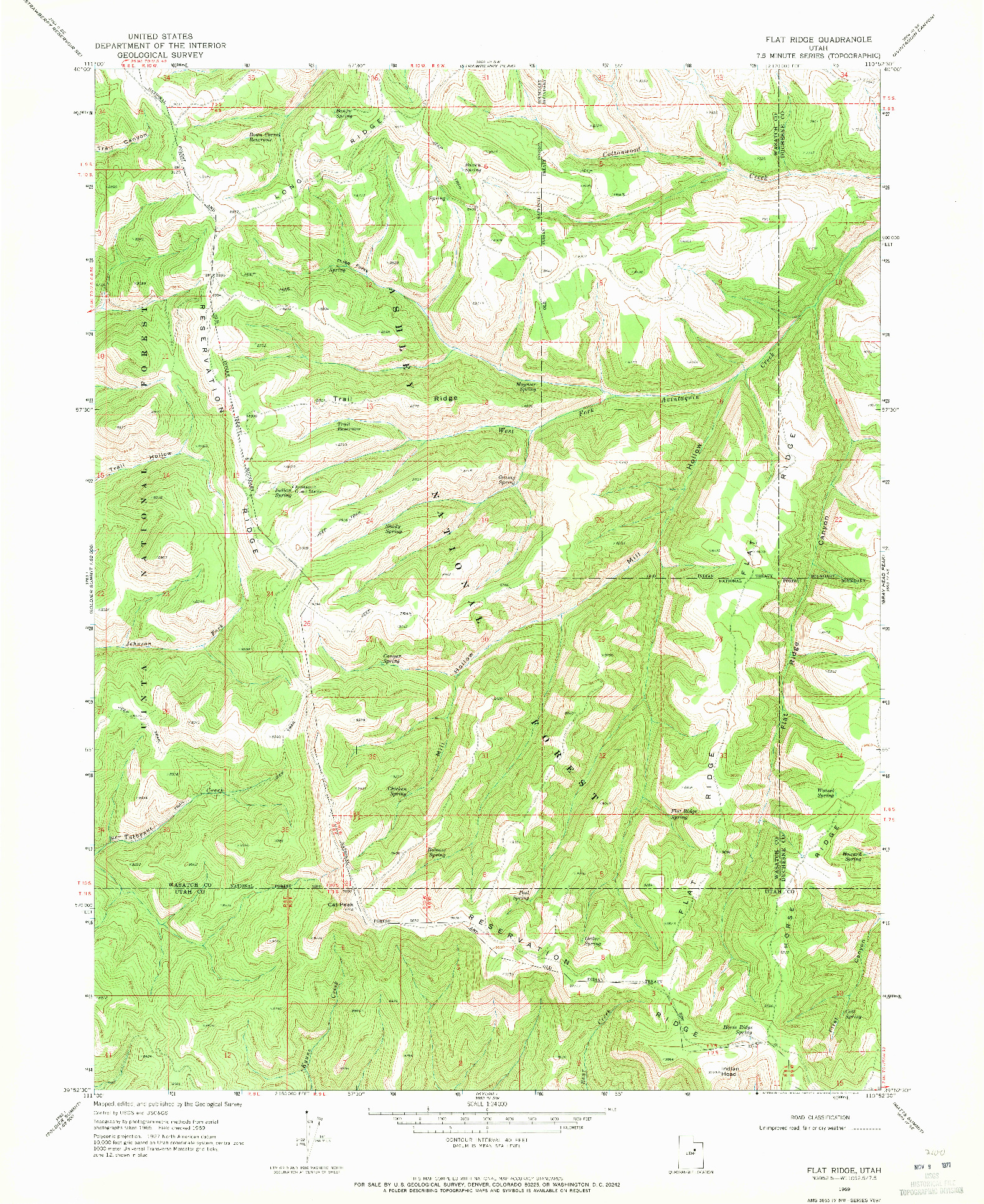 USGS 1:24000-SCALE QUADRANGLE FOR FLAT RIDGE, UT 1969