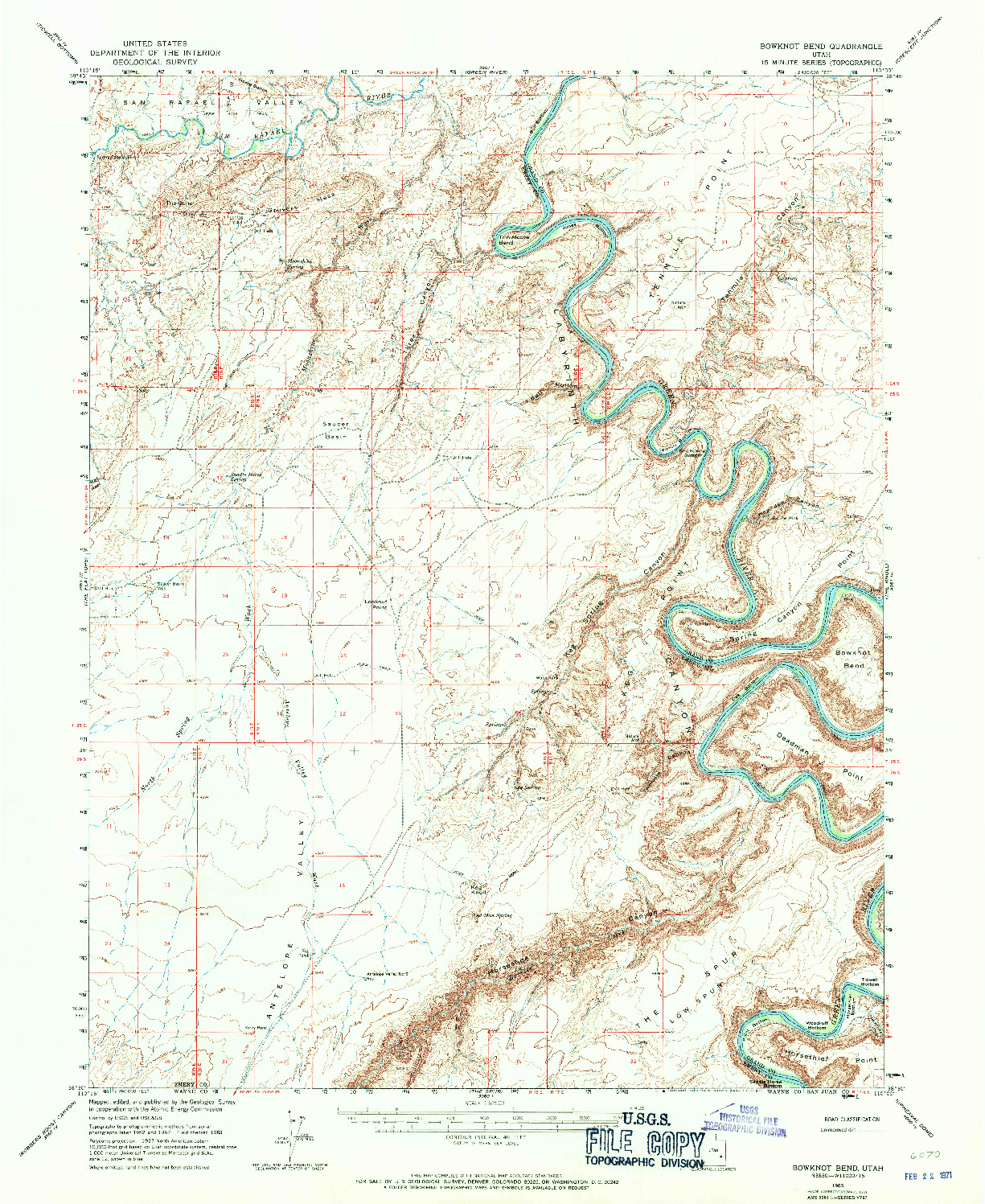 USGS 1:62500-SCALE QUADRANGLE FOR BOWKNOT BEND, UT 1963