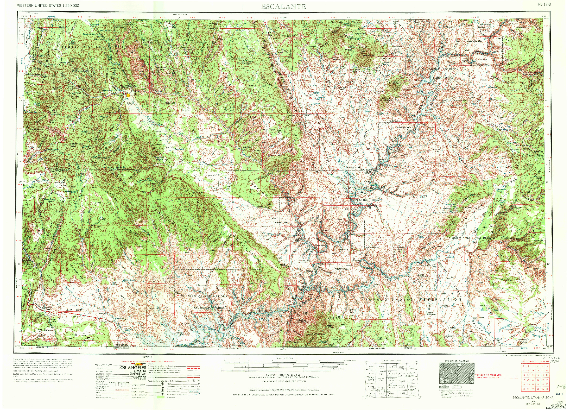 USGS 1:250000-SCALE QUADRANGLE FOR ESCALANTE, UT 1956