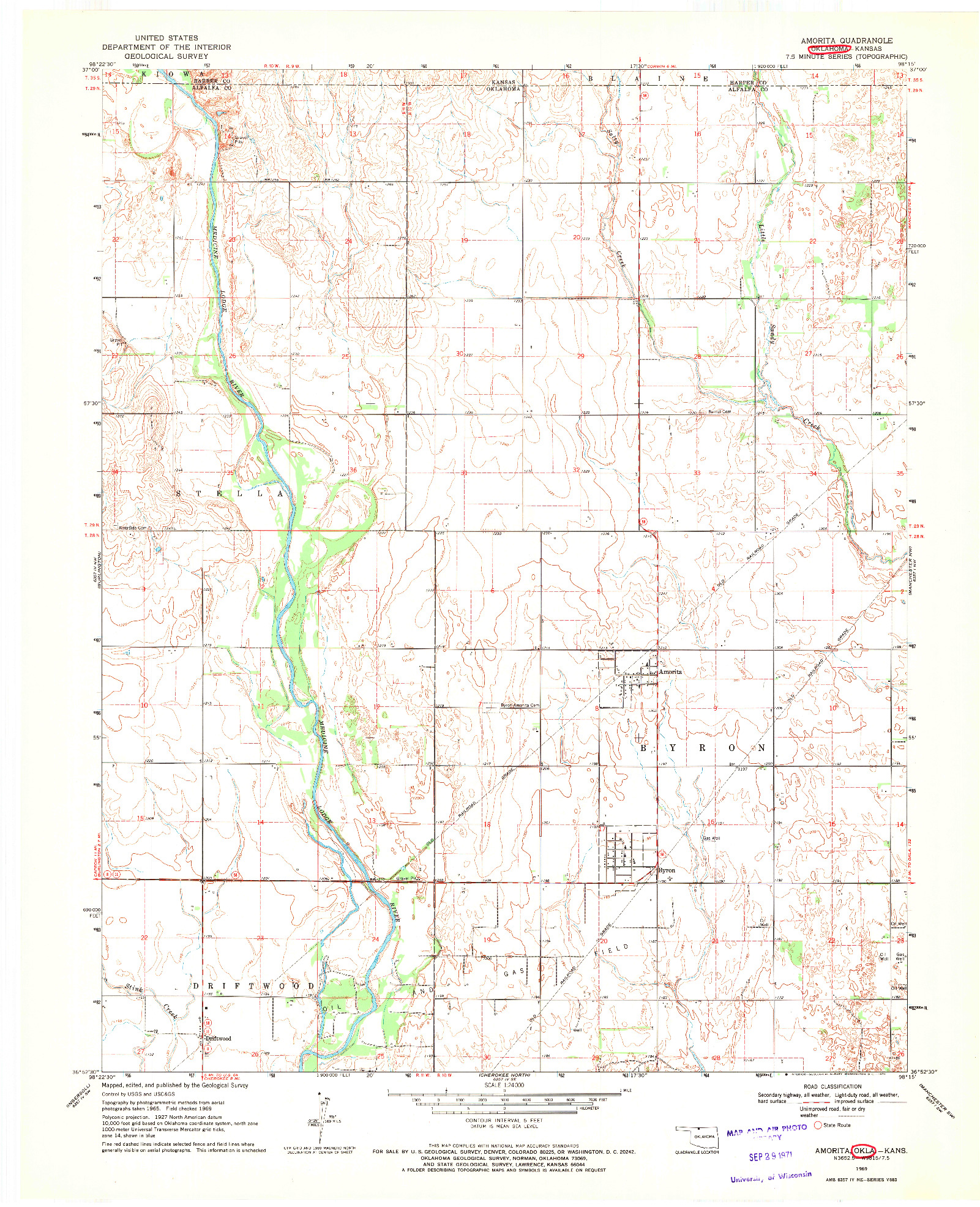 USGS 1:24000-SCALE QUADRANGLE FOR AMORITA, OK 1969
