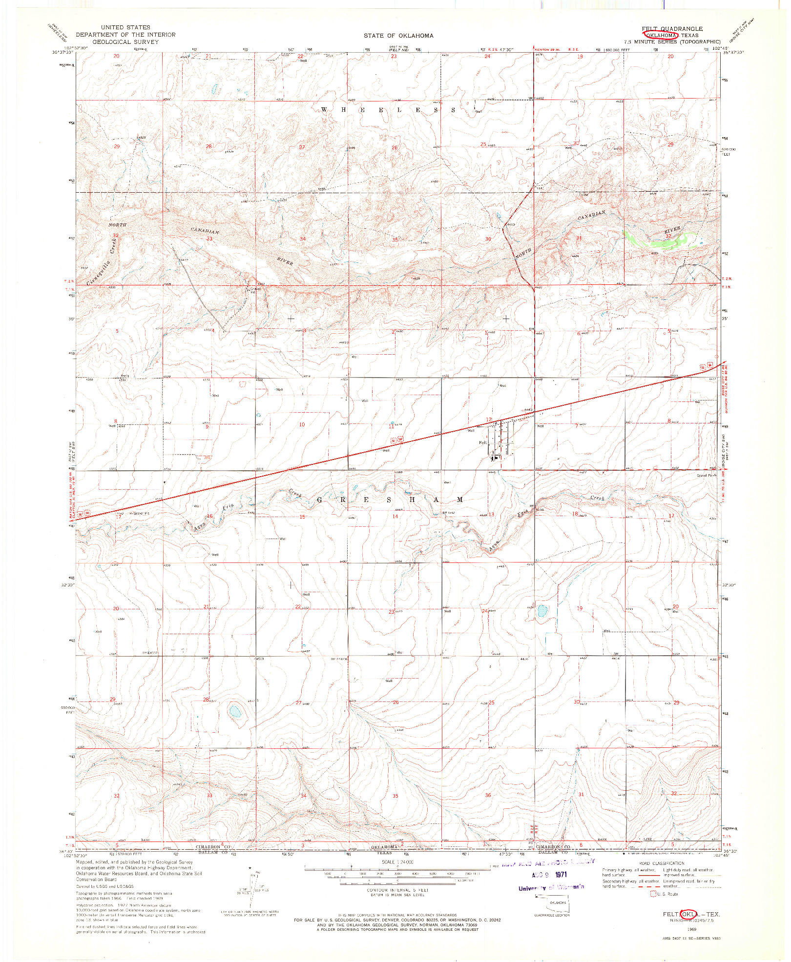USGS 1:24000-SCALE QUADRANGLE FOR FELT, OK 1969