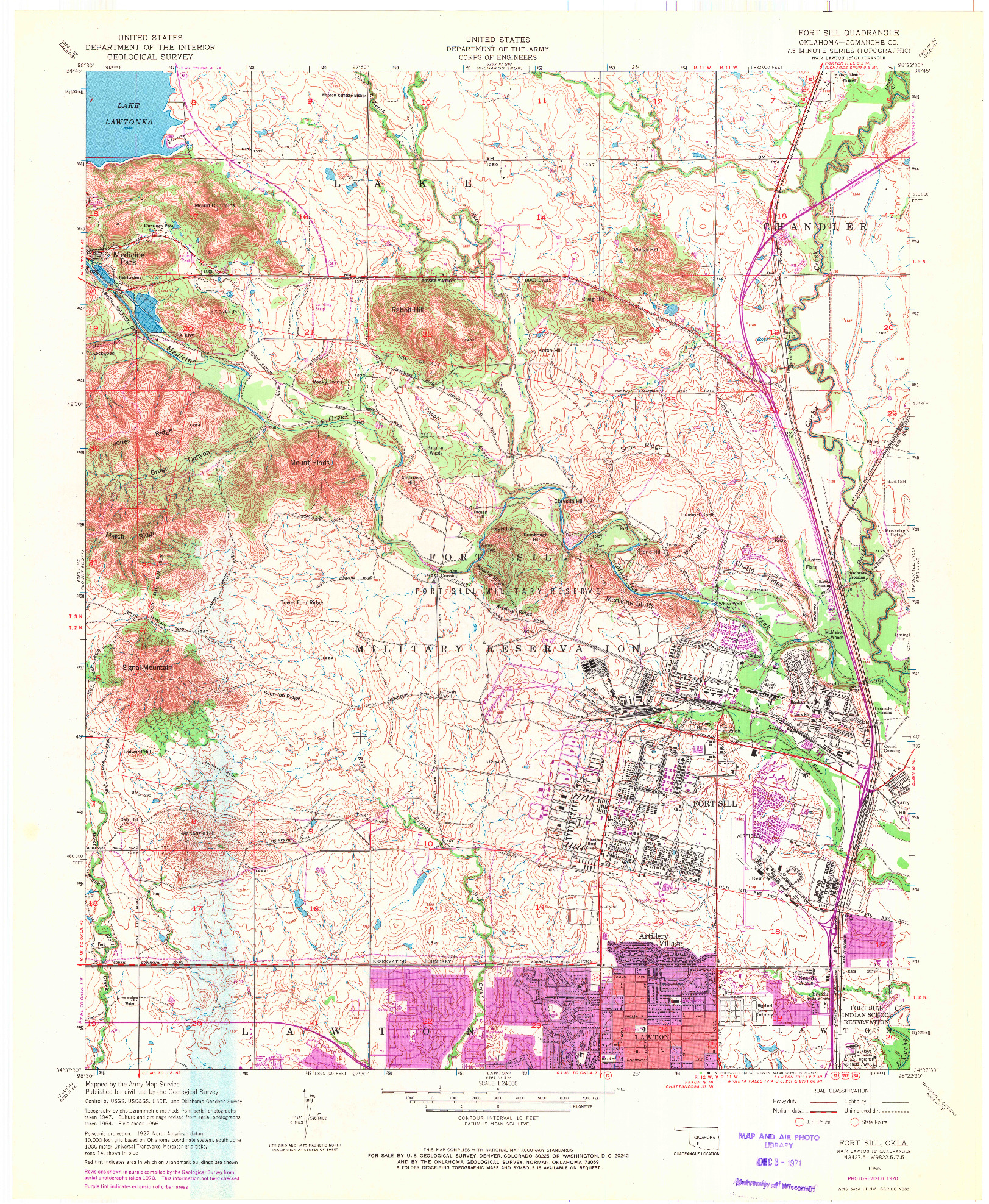 USGS 1:24000-SCALE QUADRANGLE FOR FORT SILL, OK 1956