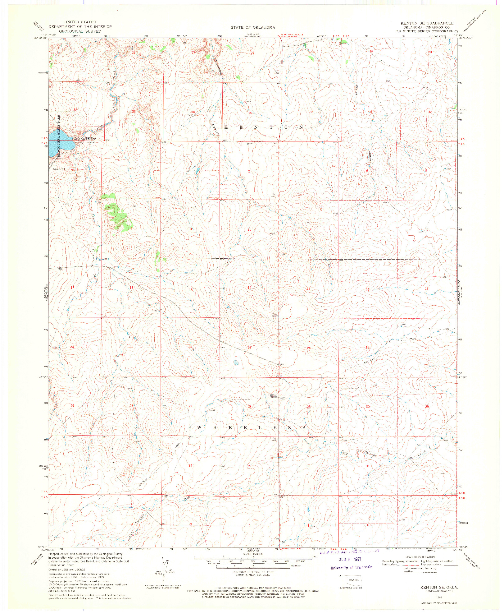 USGS 1:24000-SCALE QUADRANGLE FOR KENTON SE, OK 1969