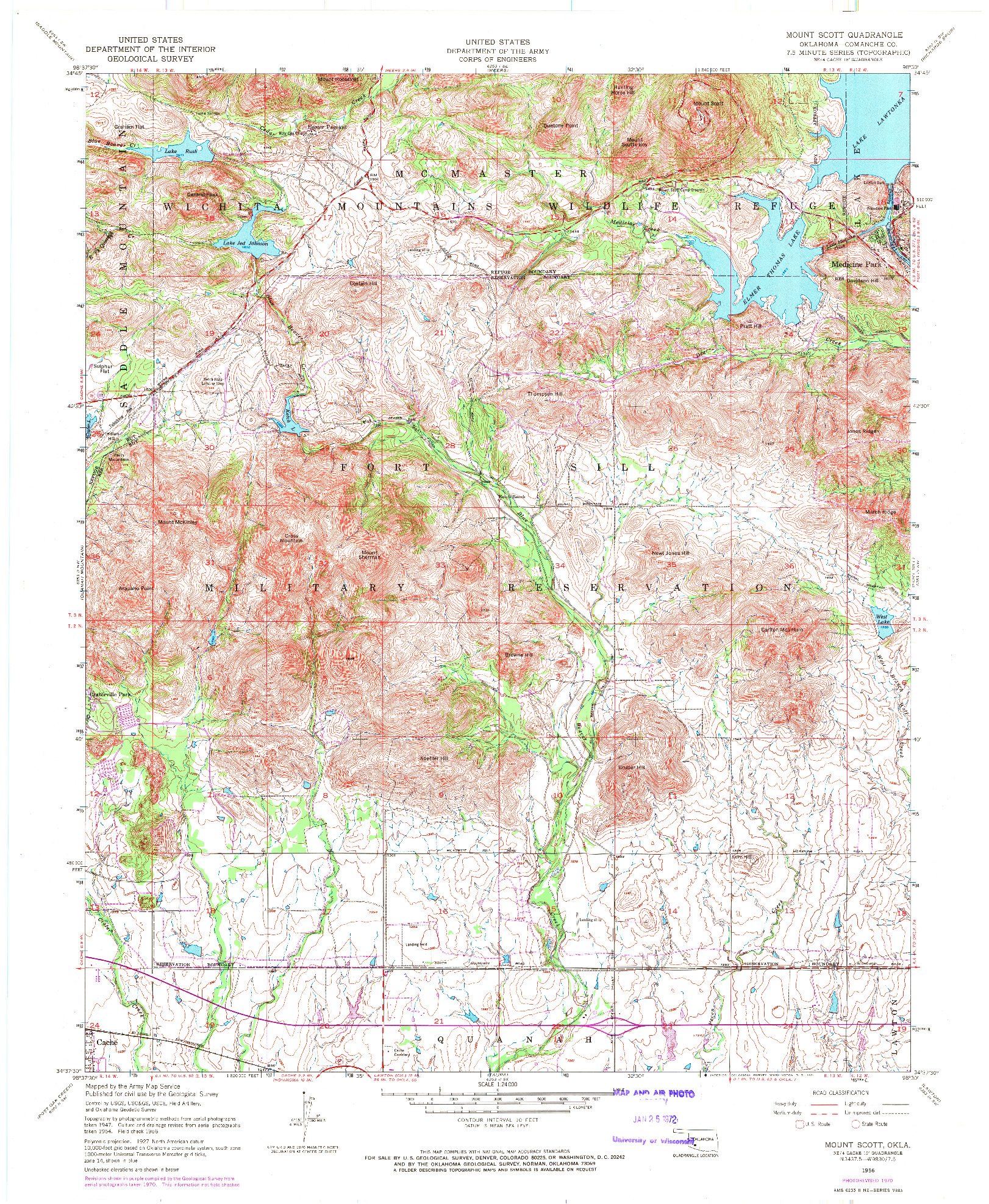 USGS 1:24000-SCALE QUADRANGLE FOR MOUNT SCOTT, OK 1956