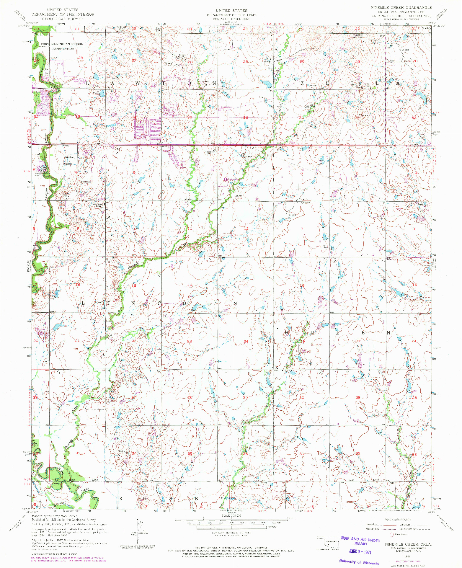 USGS 1:24000-SCALE QUADRANGLE FOR NINEMILE CREEK, OK 1956