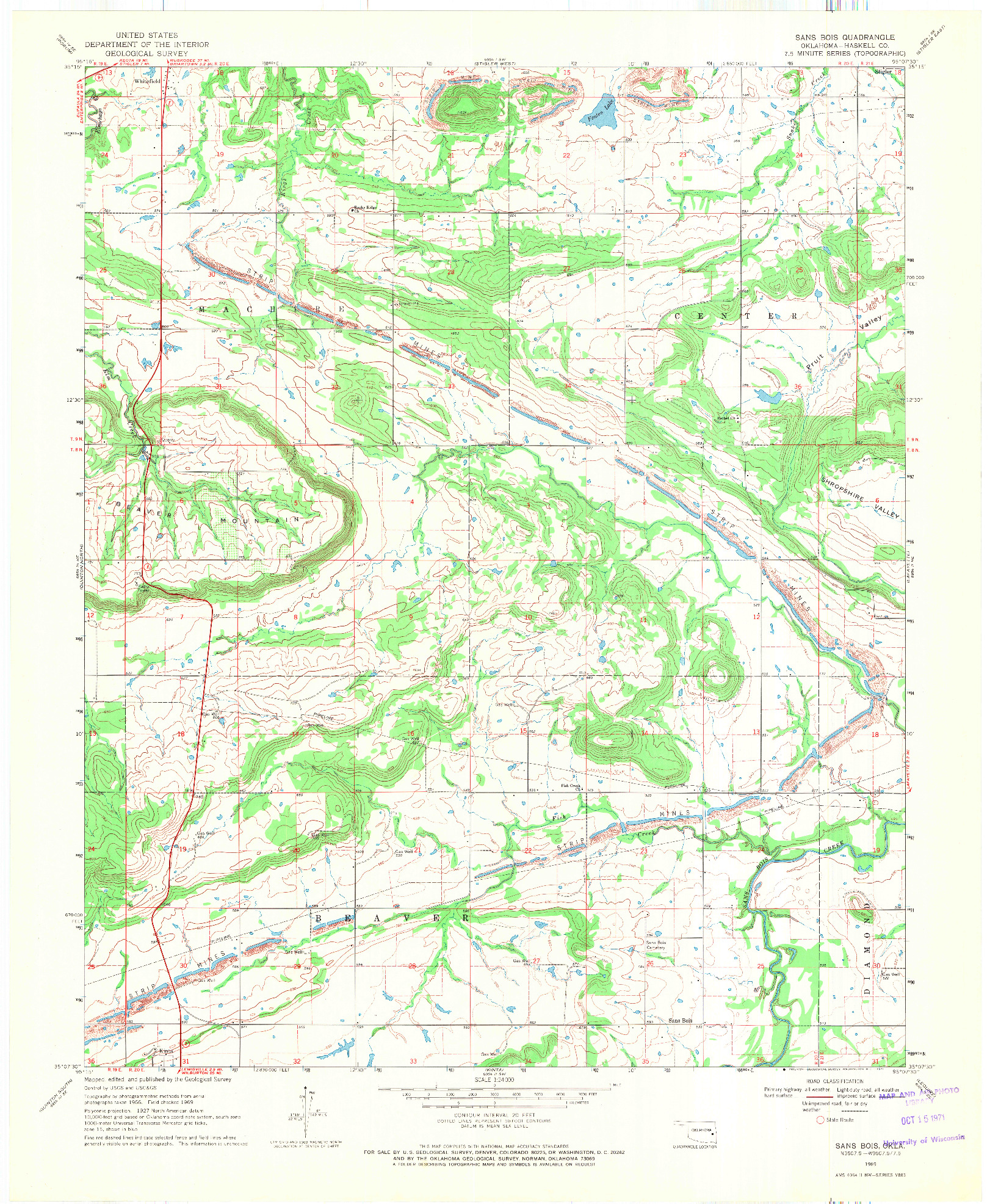 USGS 1:24000-SCALE QUADRANGLE FOR SANS BOIS, OK 1969