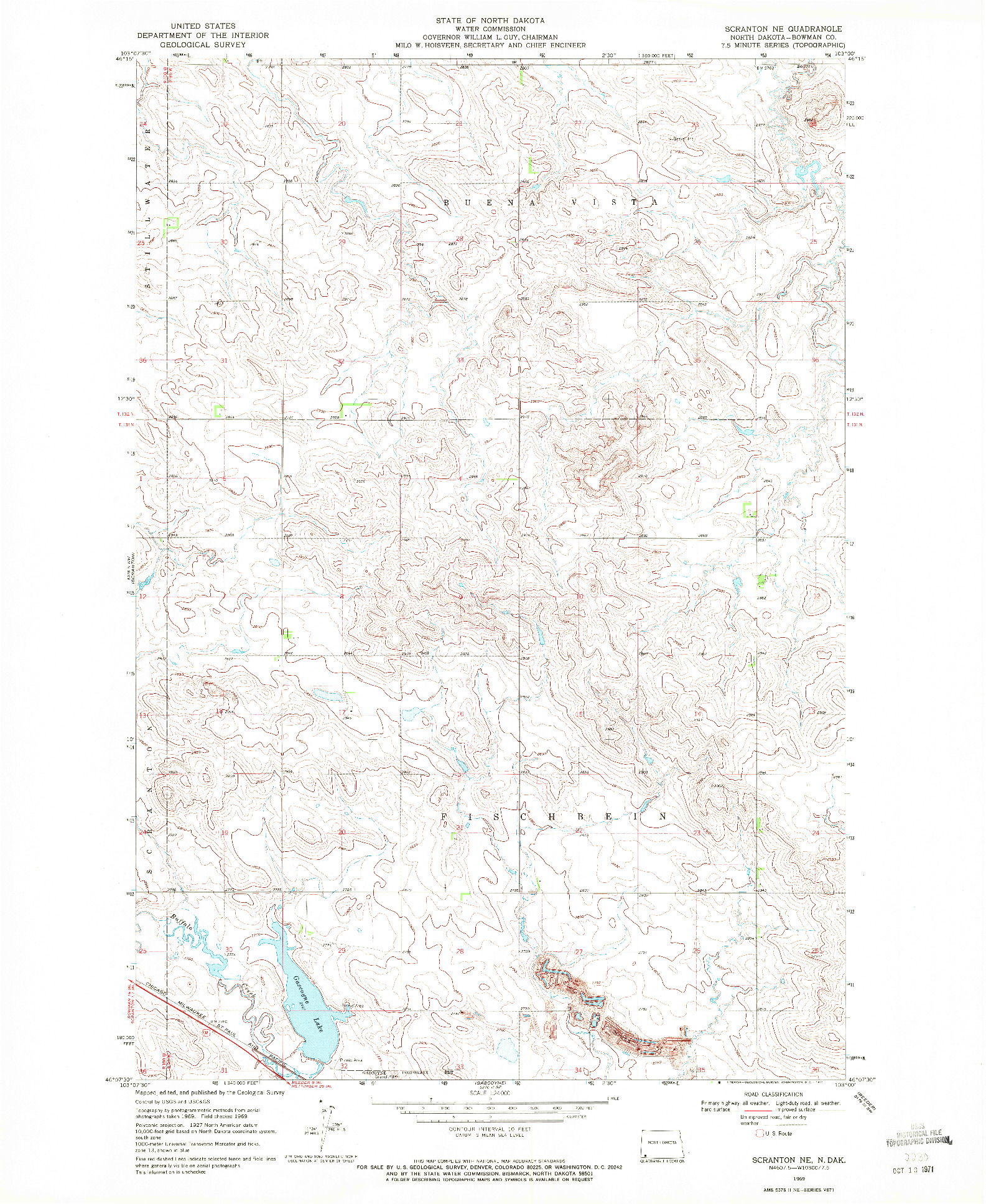 USGS 1:24000-SCALE QUADRANGLE FOR SCRANTON NE, ND 1969