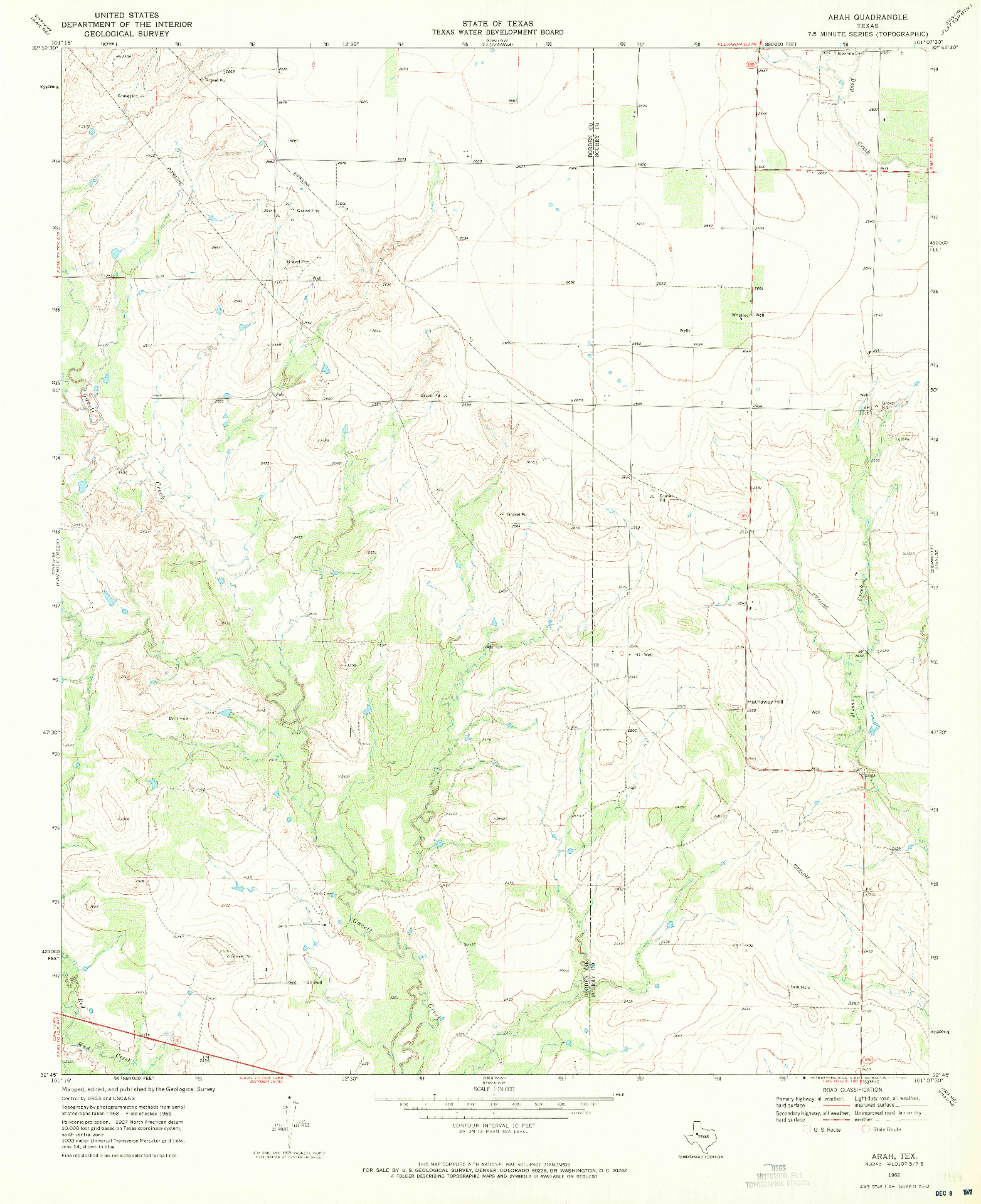 USGS 1:24000-SCALE QUADRANGLE FOR ARAH, TX 1969