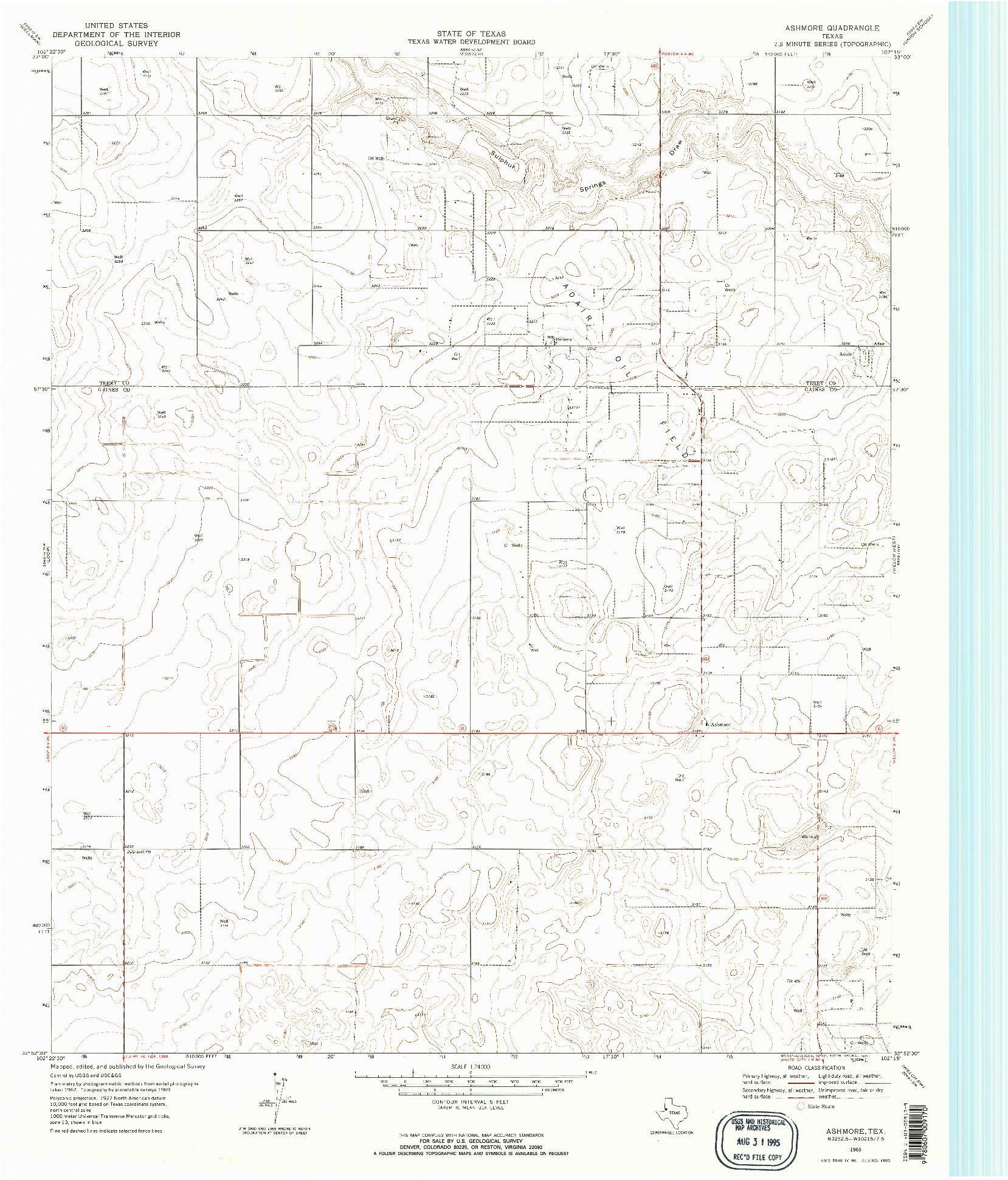 USGS 1:24000-SCALE QUADRANGLE FOR ASHMORE, TX 1969