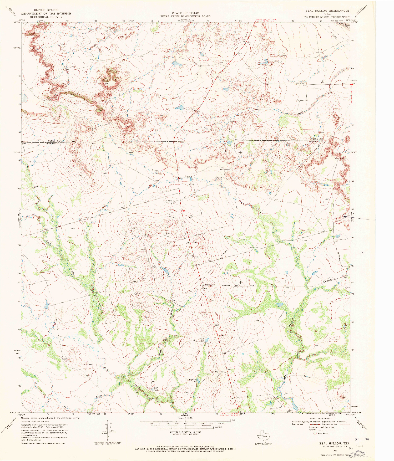 USGS 1:24000-SCALE QUADRANGLE FOR BEAL HOLLOW, TX 1969