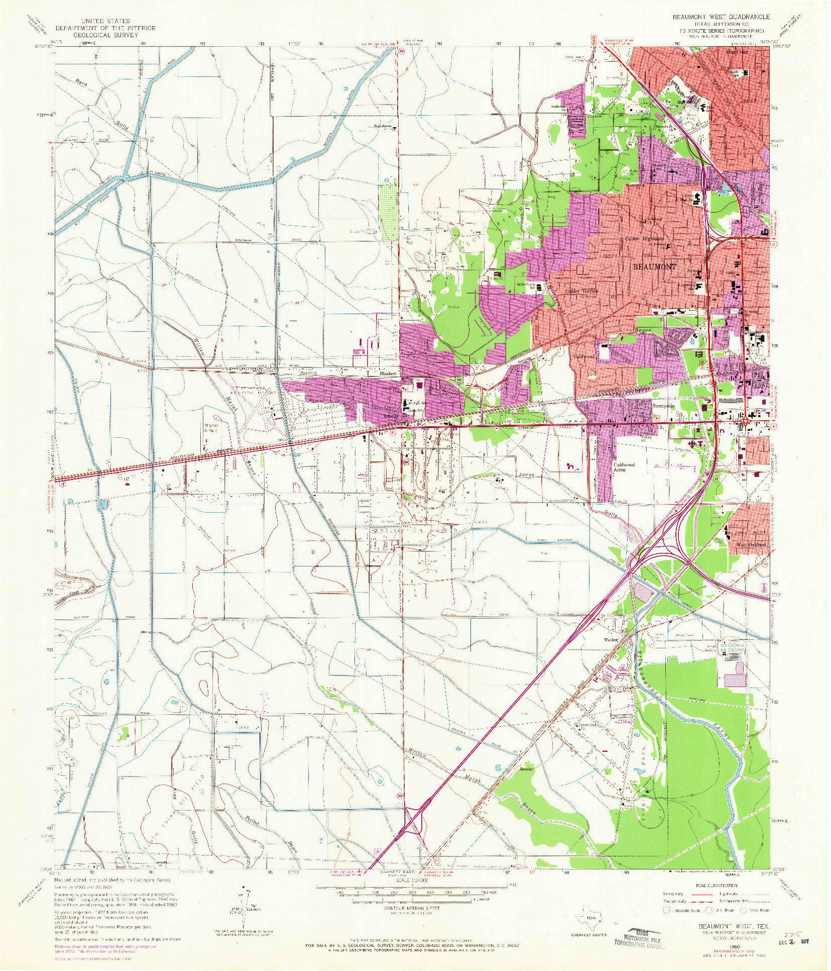 USGS 1:24000-SCALE QUADRANGLE FOR BEAUMONT WEST, TX 1960