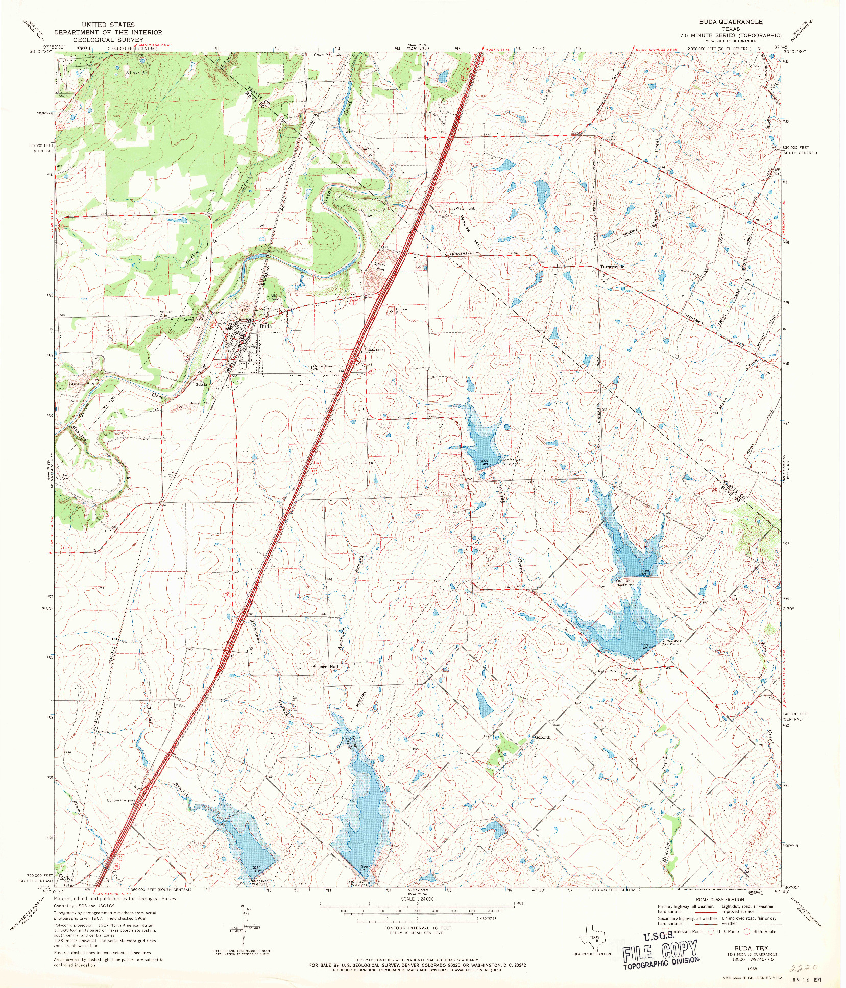 USGS 1:24000-SCALE QUADRANGLE FOR BUDA, TX 1968