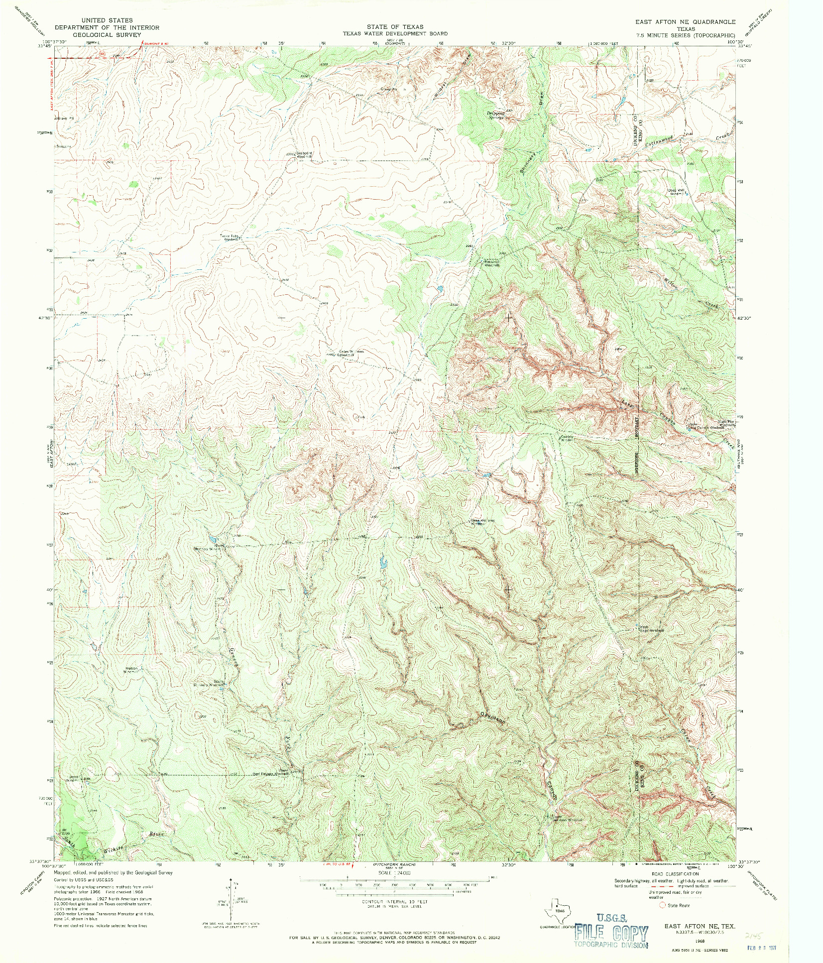 USGS 1:24000-SCALE QUADRANGLE FOR EAST AFTON NE, TX 1968