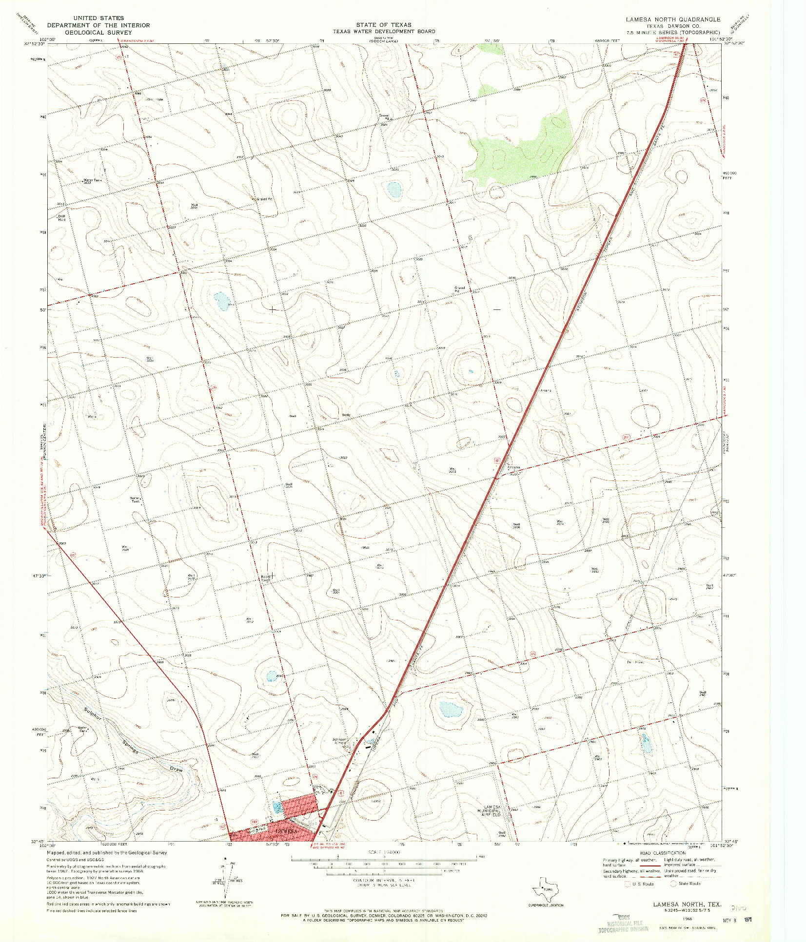 USGS 1:24000-SCALE QUADRANGLE FOR LAMESA NORTH, TX 1968