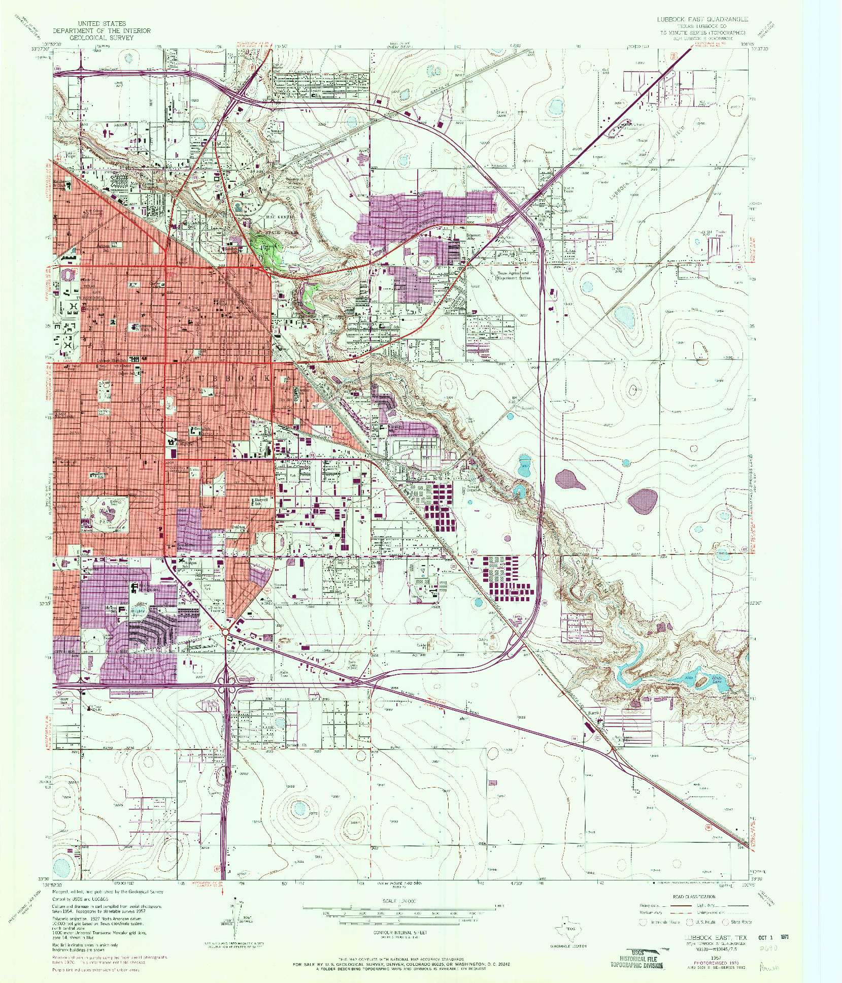 USGS 1:24000-SCALE QUADRANGLE FOR LUBBOCK EAST, TX 1957