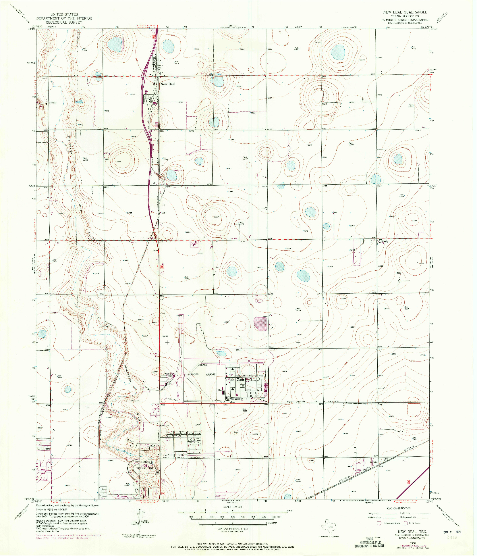 USGS 1:24000-SCALE QUADRANGLE FOR NEW DEAL, TX 1956