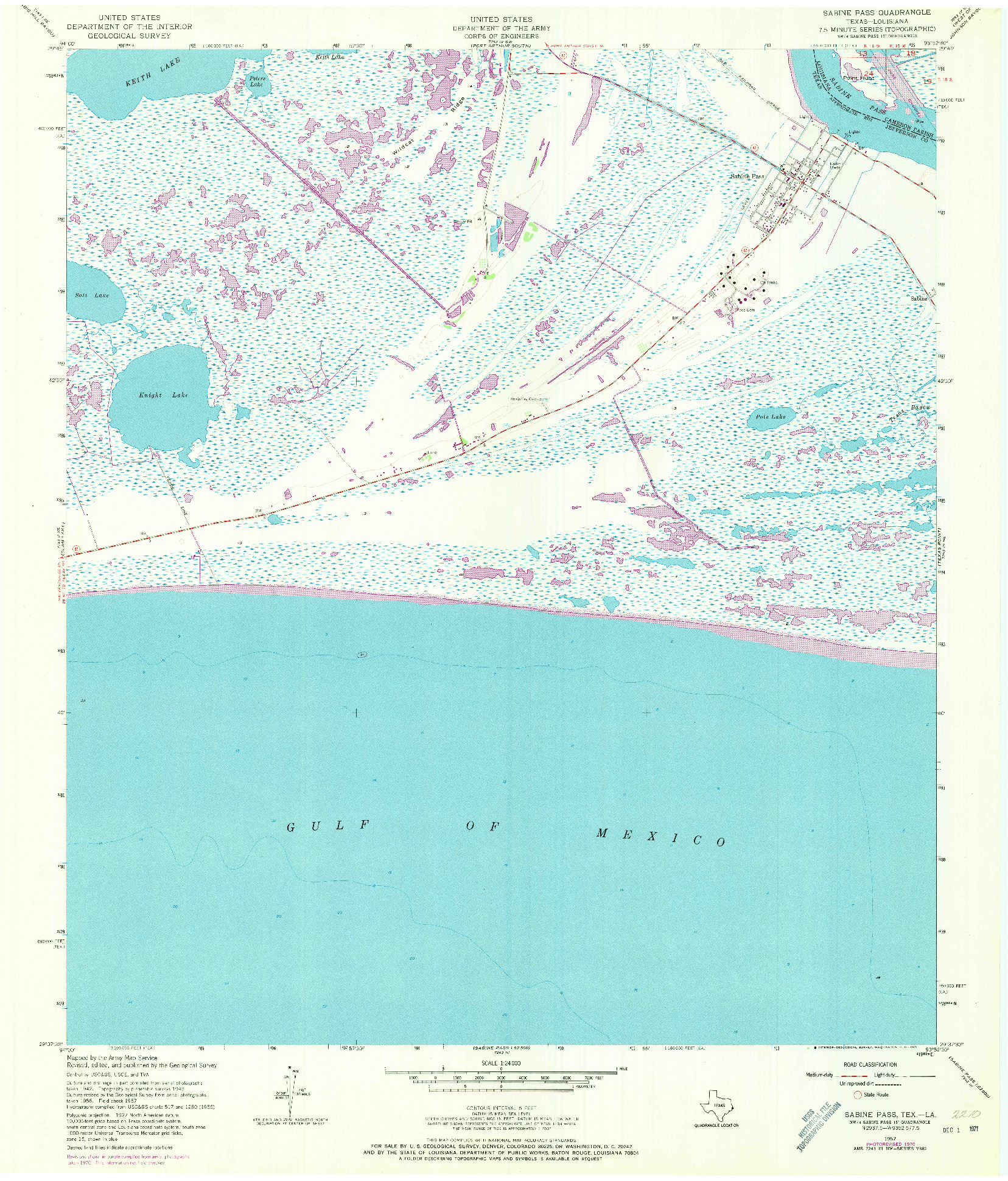 USGS 1:24000-SCALE QUADRANGLE FOR SABINE PASS, TX 1957