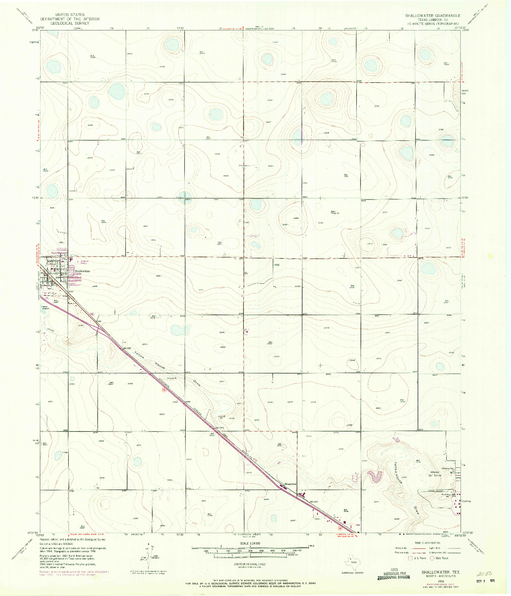 USGS 1:24000-SCALE QUADRANGLE FOR SHALLOWATER, TX 1956