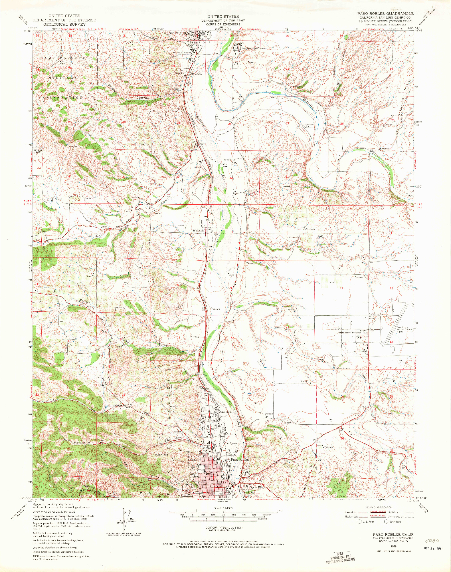 USGS 1:24000-SCALE QUADRANGLE FOR PASO ROBLES, CA 1948