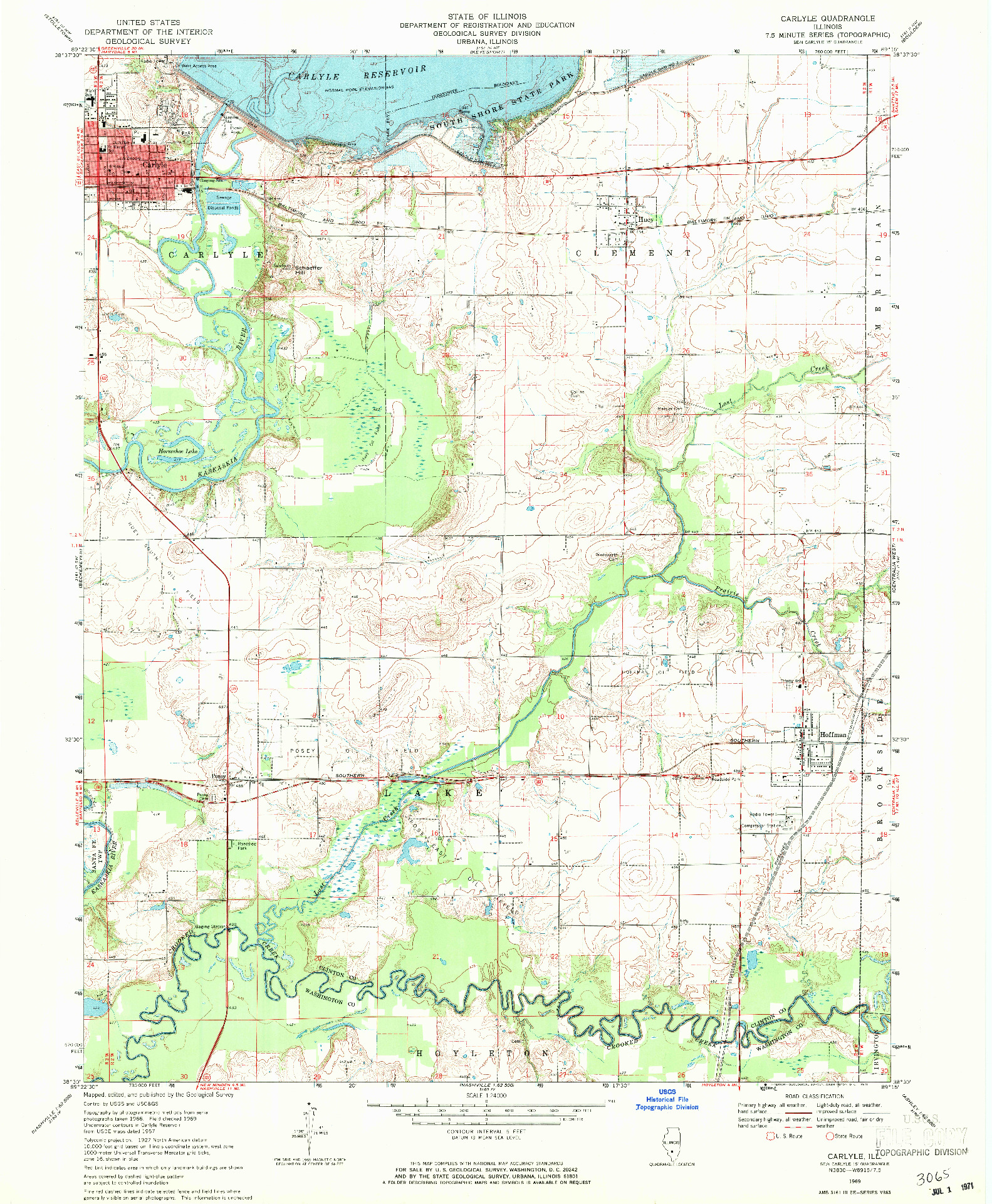 USGS 1:24000-SCALE QUADRANGLE FOR CARLYLE, IL 1969