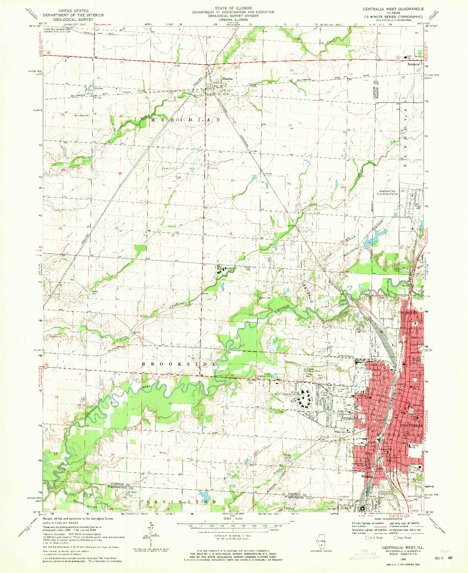USGS 1:24000-SCALE QUADRANGLE FOR CENTRALIA WEST, IL 1969