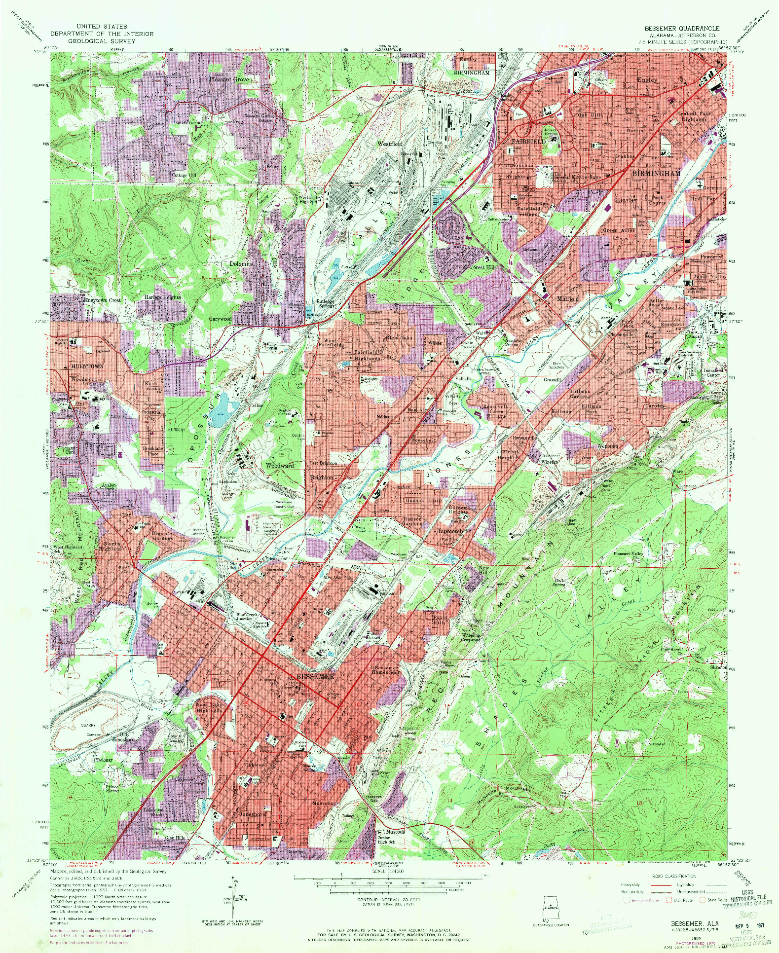 USGS 1:24000-SCALE QUADRANGLE FOR BESSEMER, AL 1959