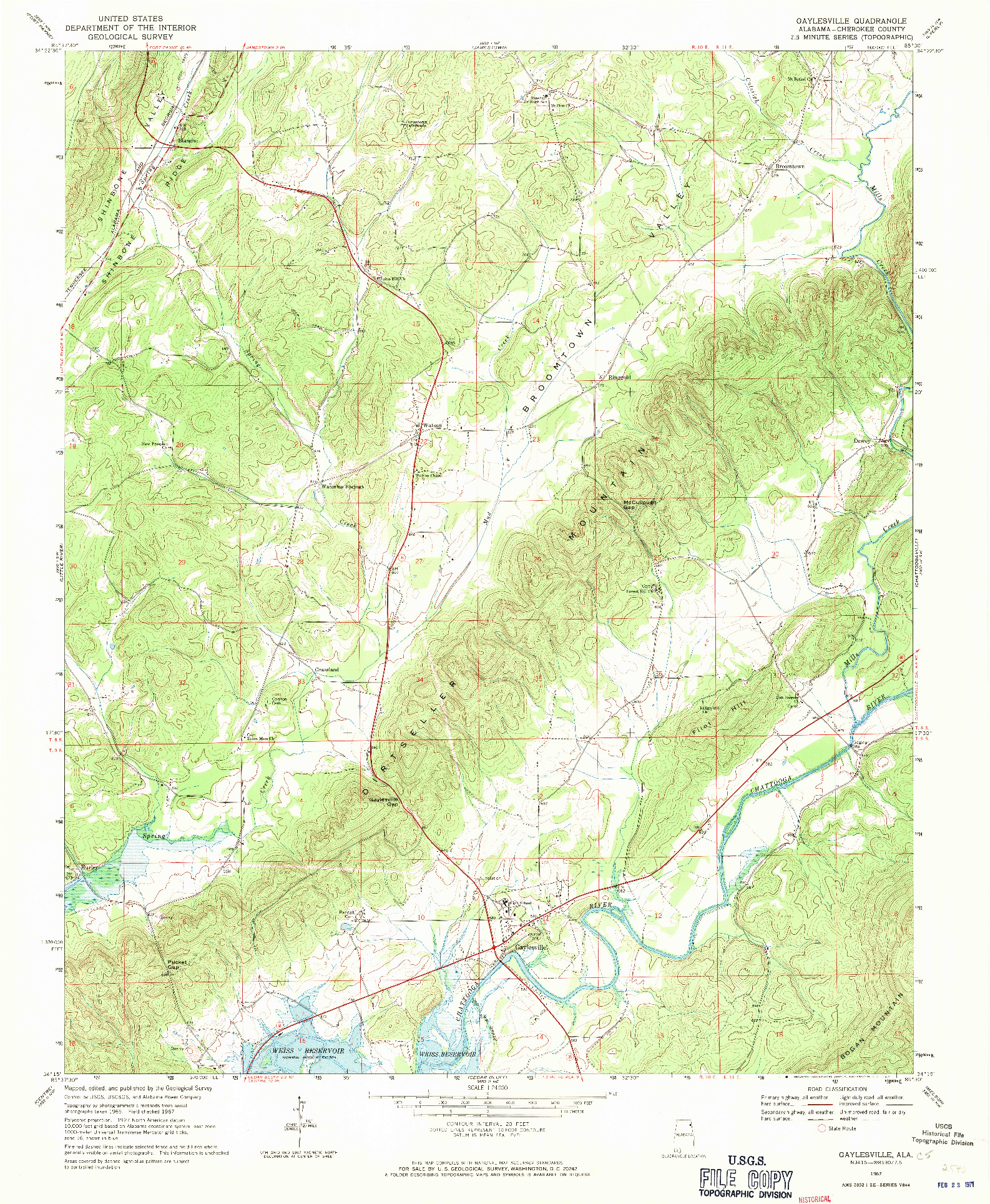 USGS 1:24000-SCALE QUADRANGLE FOR GAYLESVILLE, AL 1967