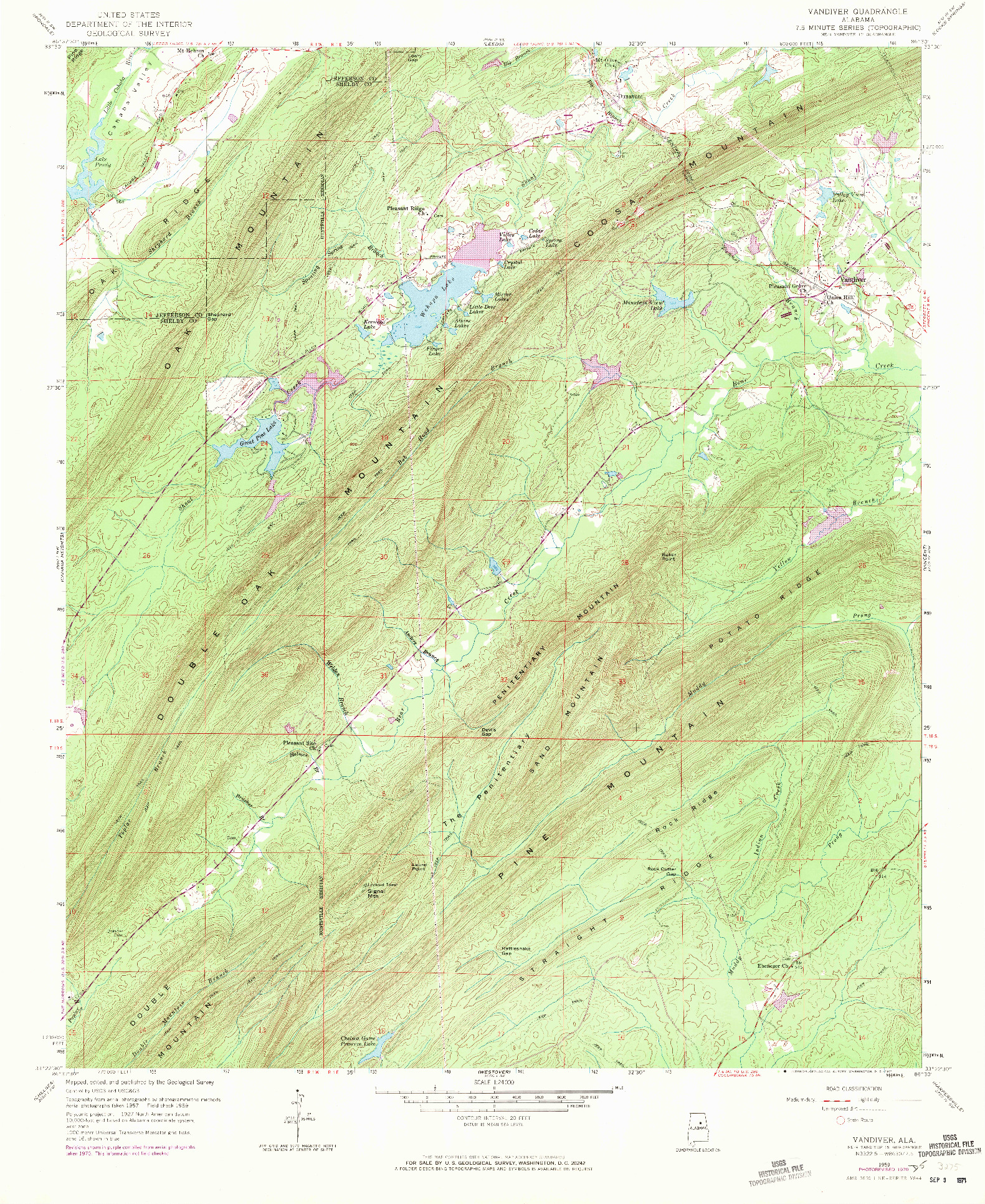 USGS 1:24000-SCALE QUADRANGLE FOR VANDIVER, AL 1959