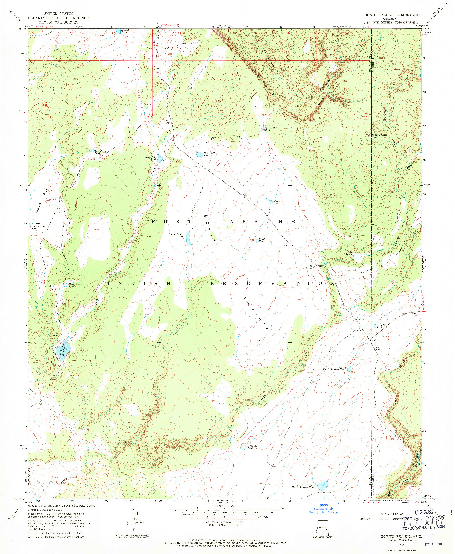 USGS 1:24000-SCALE QUADRANGLE FOR BONITO PRAIRIE, AZ 1967